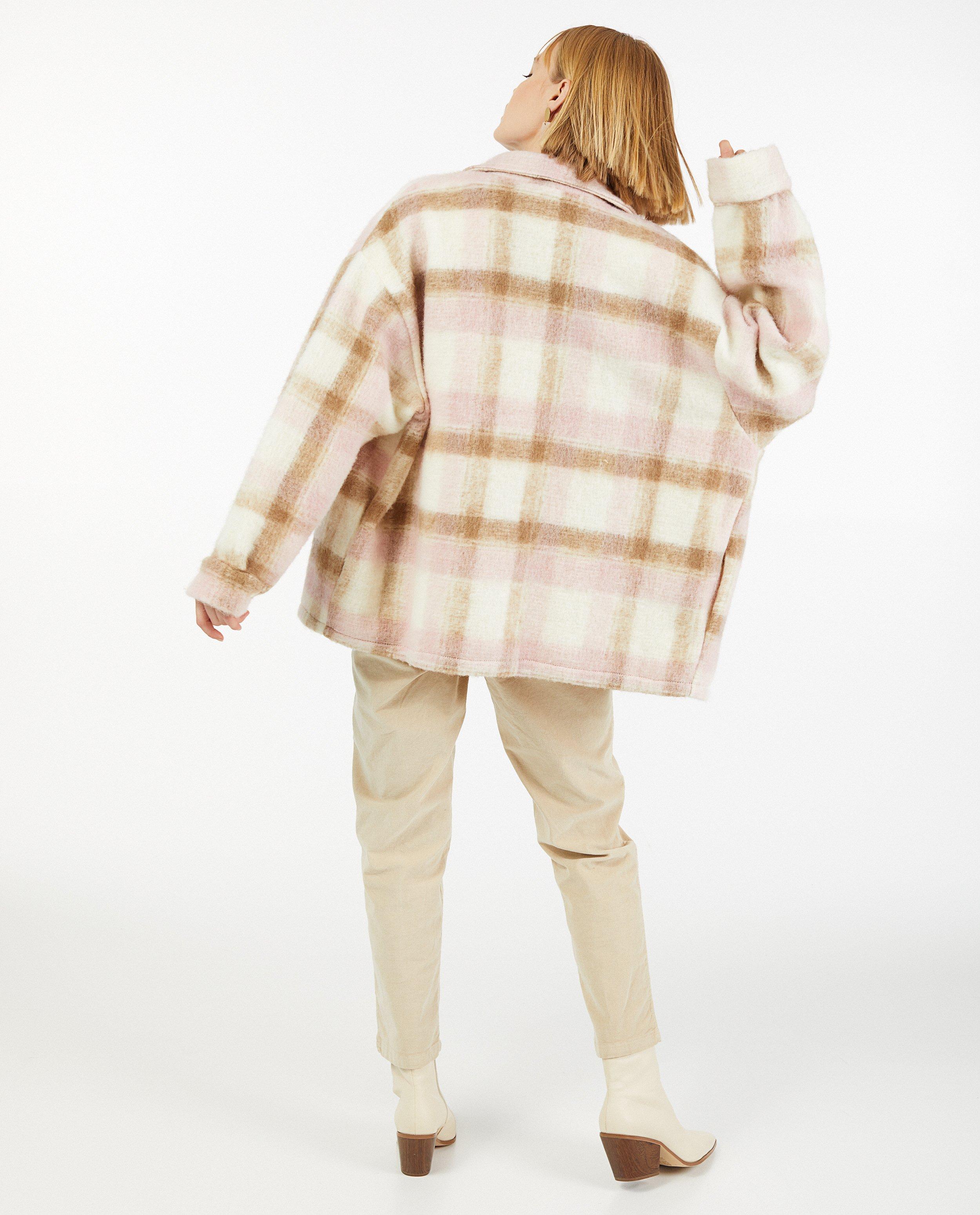 Jassen - Bruin-roze geruite shacket