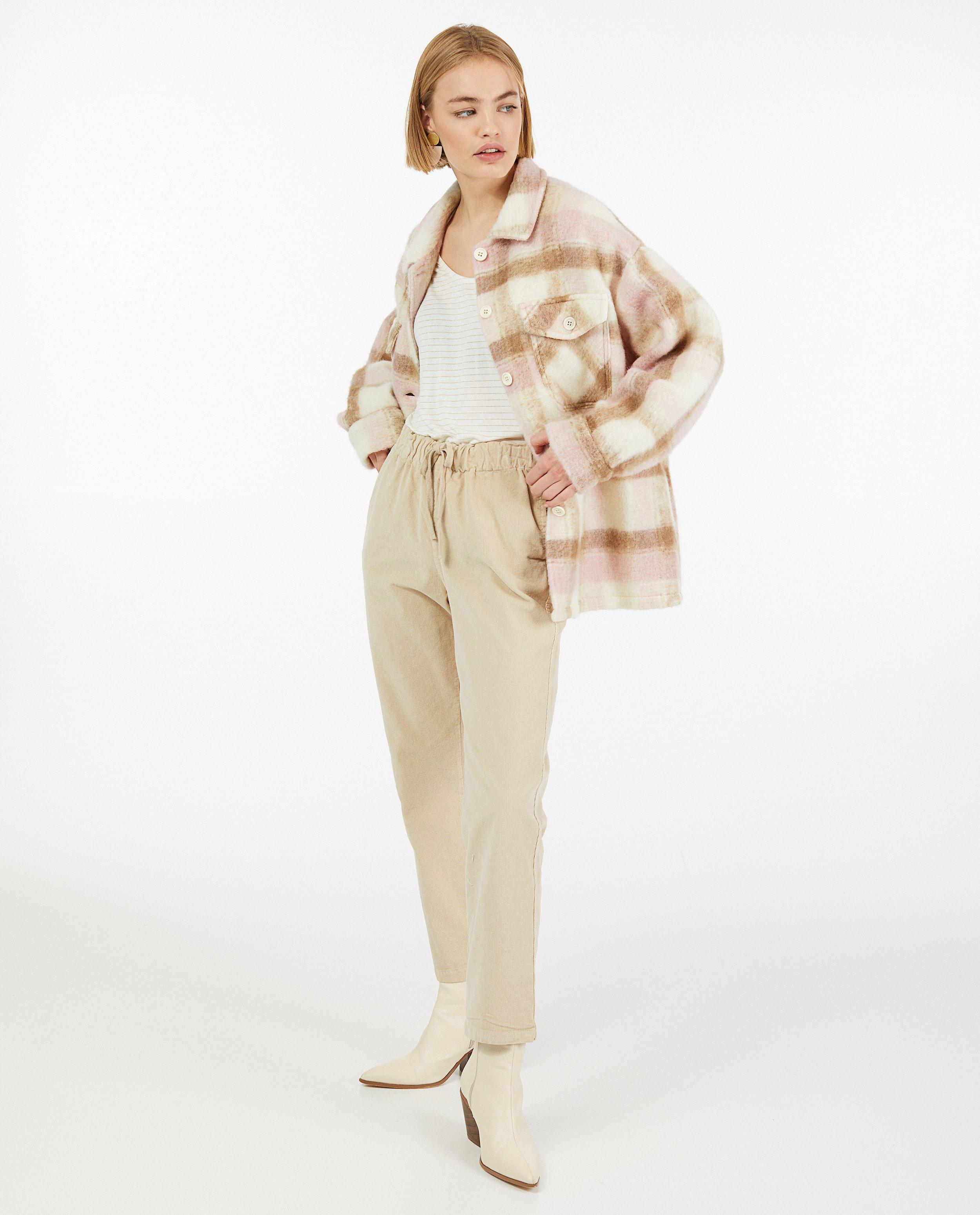 Jassen - Bruin-roze geruite shacket