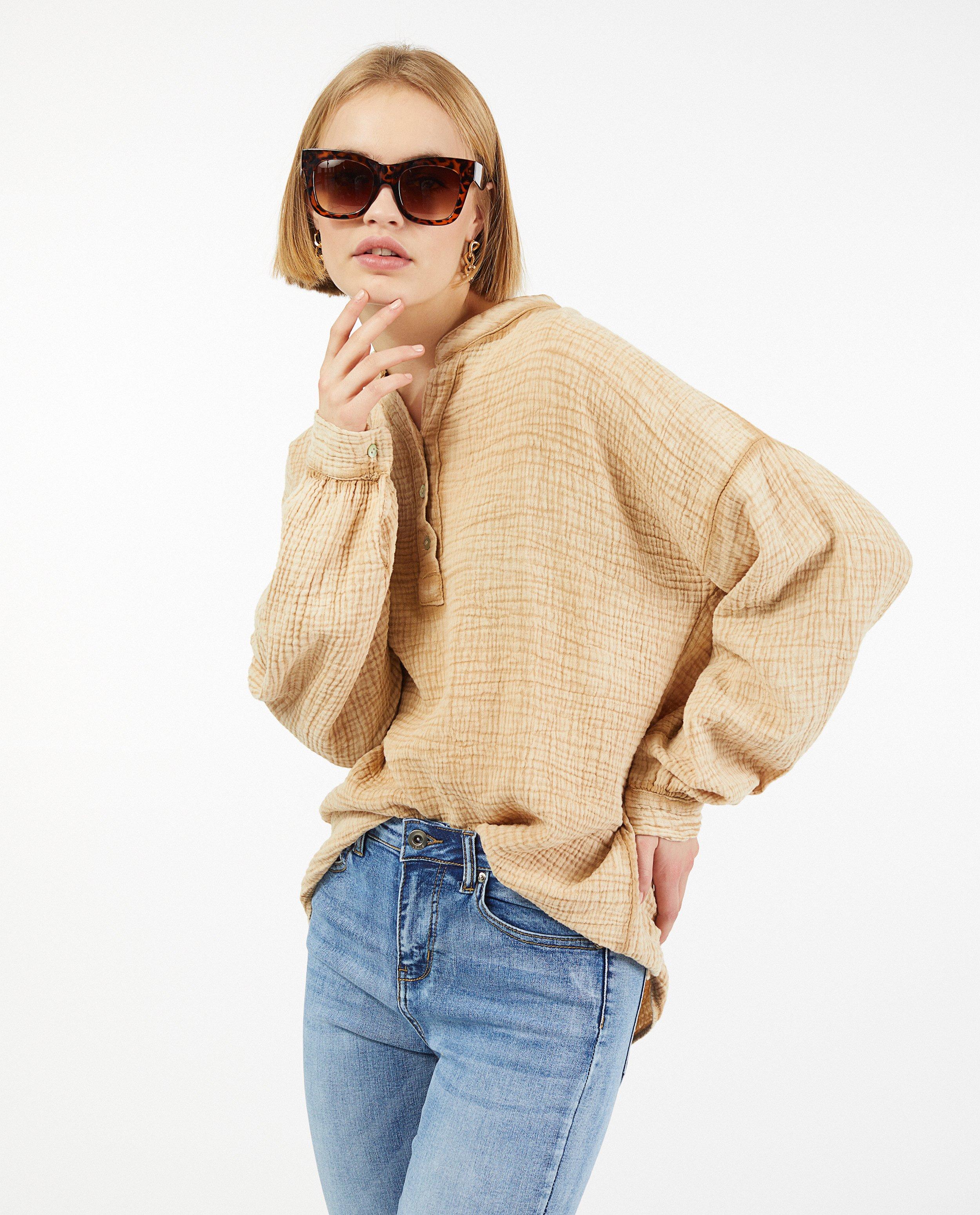 Hemden - Bruine blouse van tetrastof