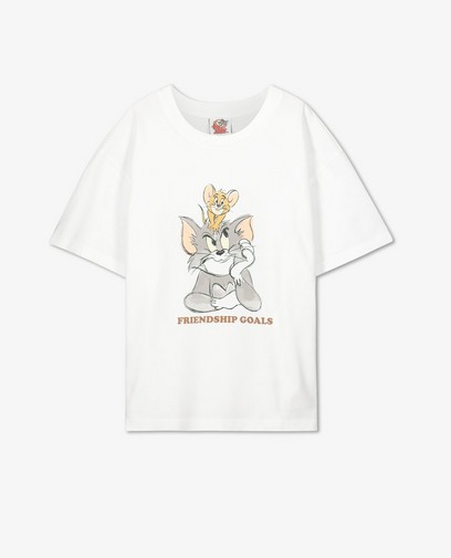 Wit T-shirt met Tom en Jerry-print