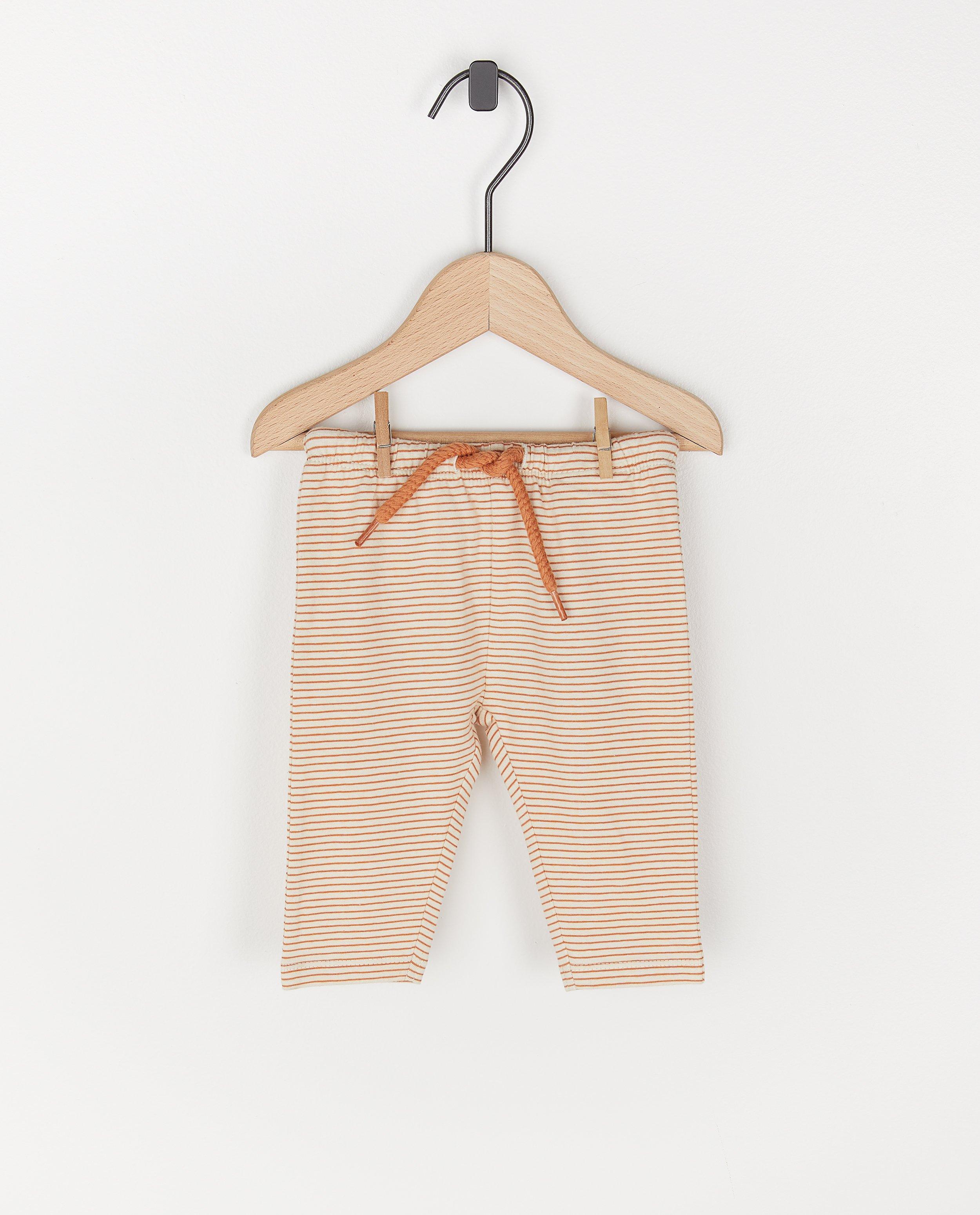 Biokatoenen unisex broekje - wit en oranje - Newborn 50-68