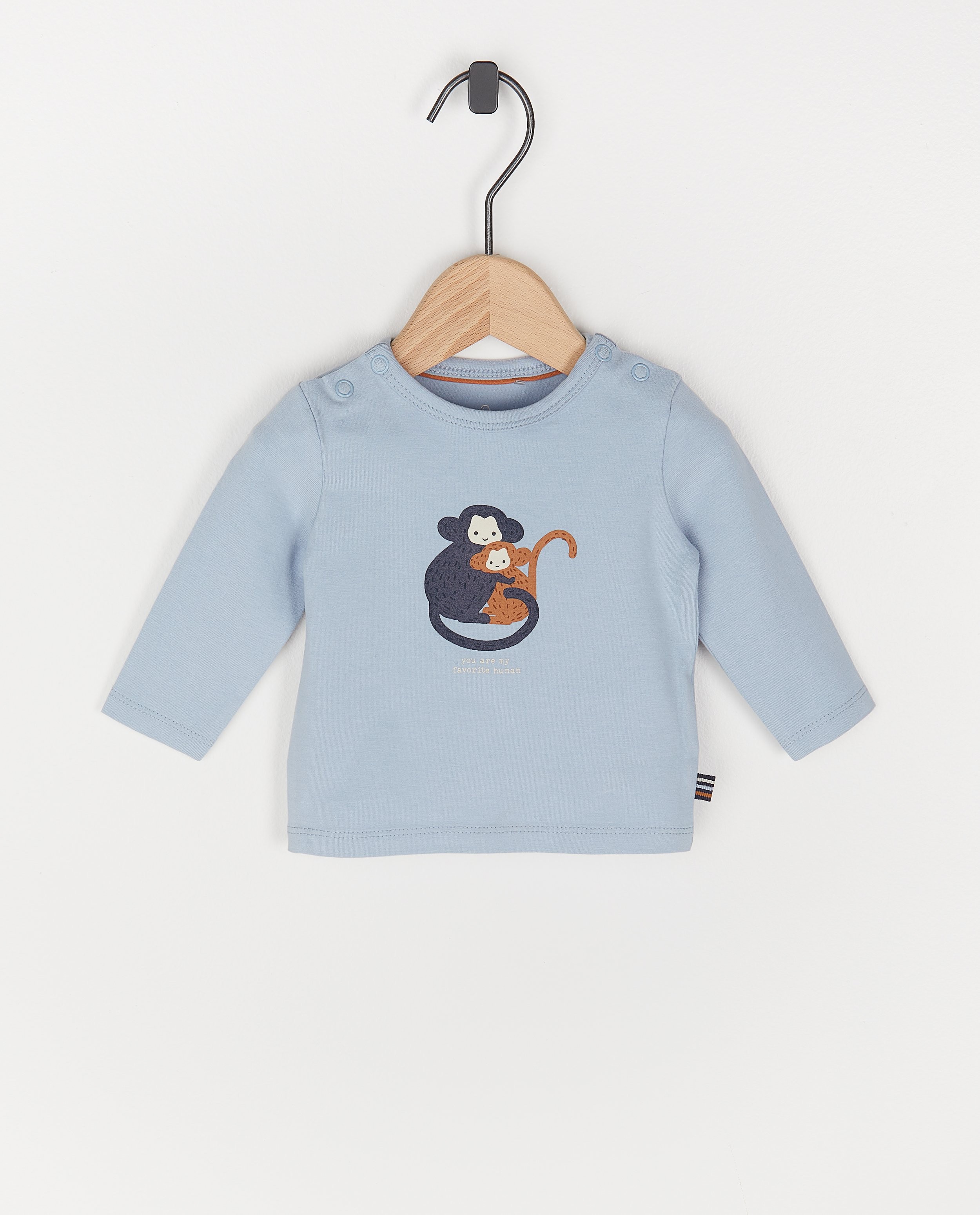 T-shirt  à manches longues en coton bio - unisexe - avec un petit singe - Newborn 50-68
