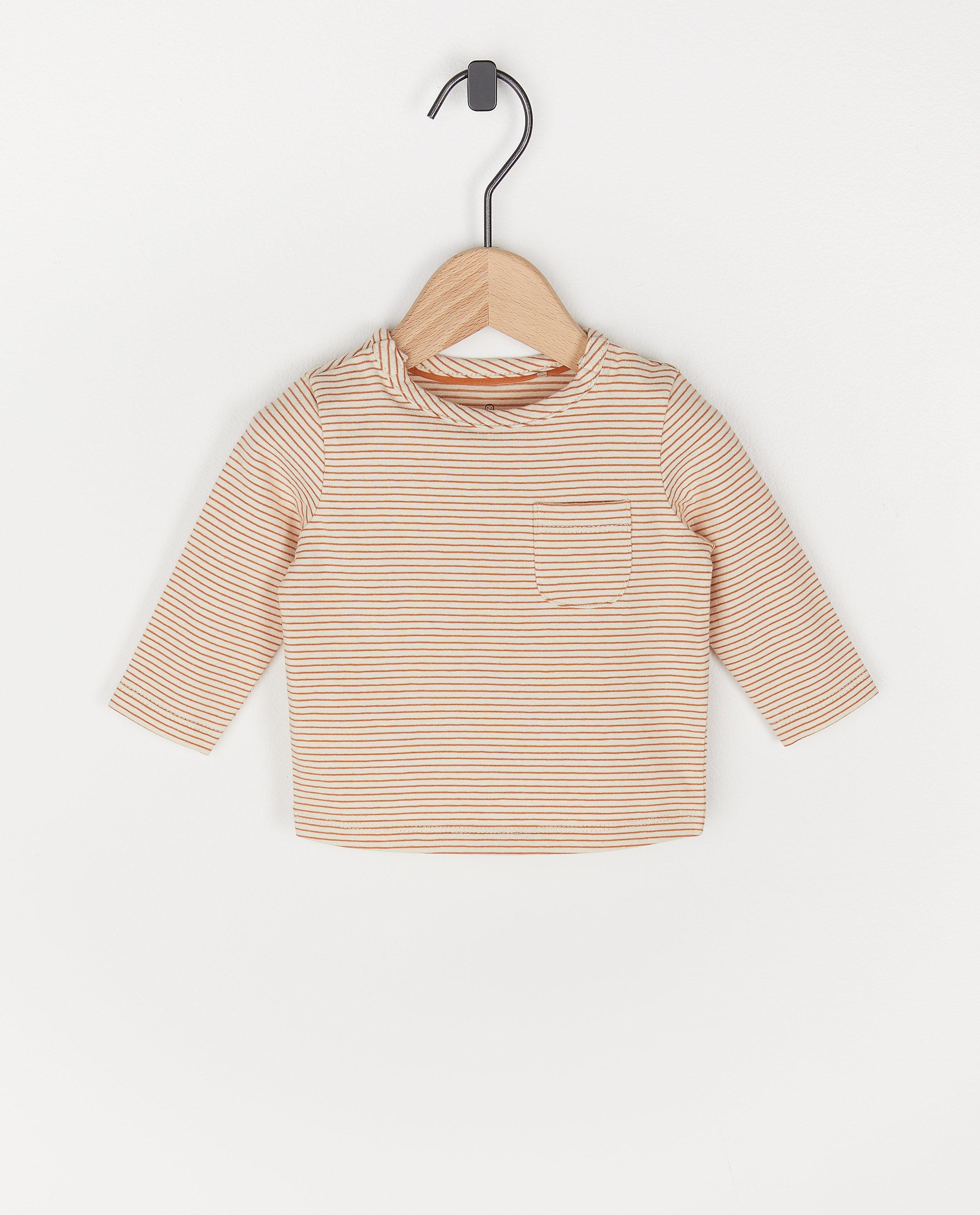 Biokatoenen unisex longsleeve - met borstzakje - Newborn 50-68