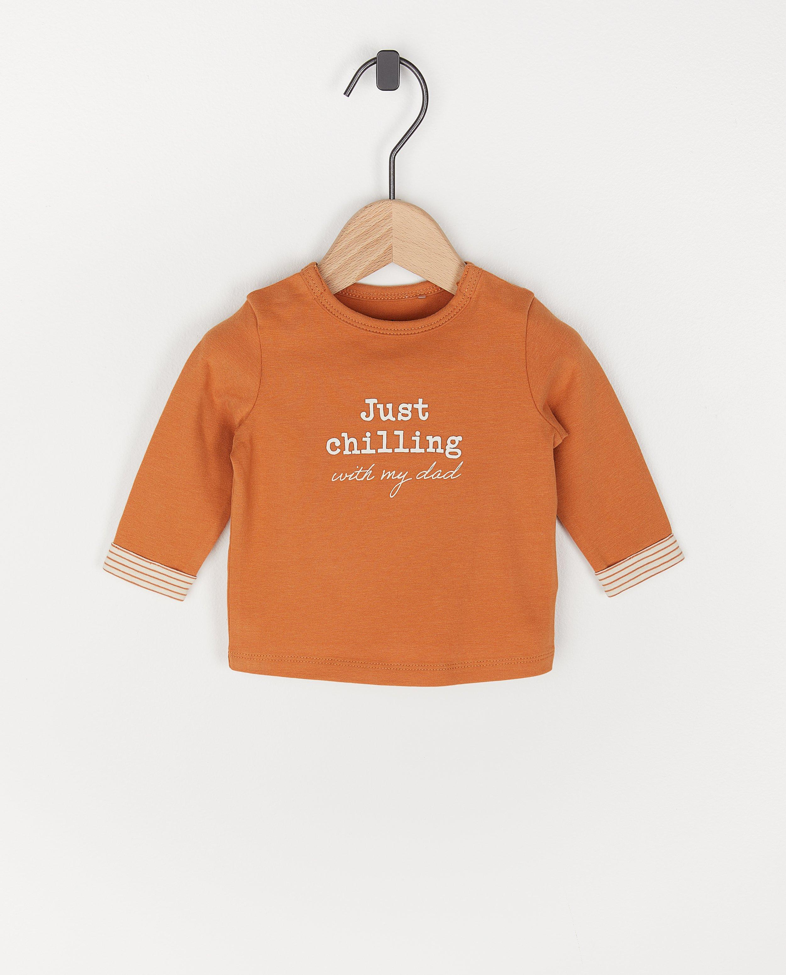 Biokatoenen unisex longsleeve - in oranje - Newborn 50-68