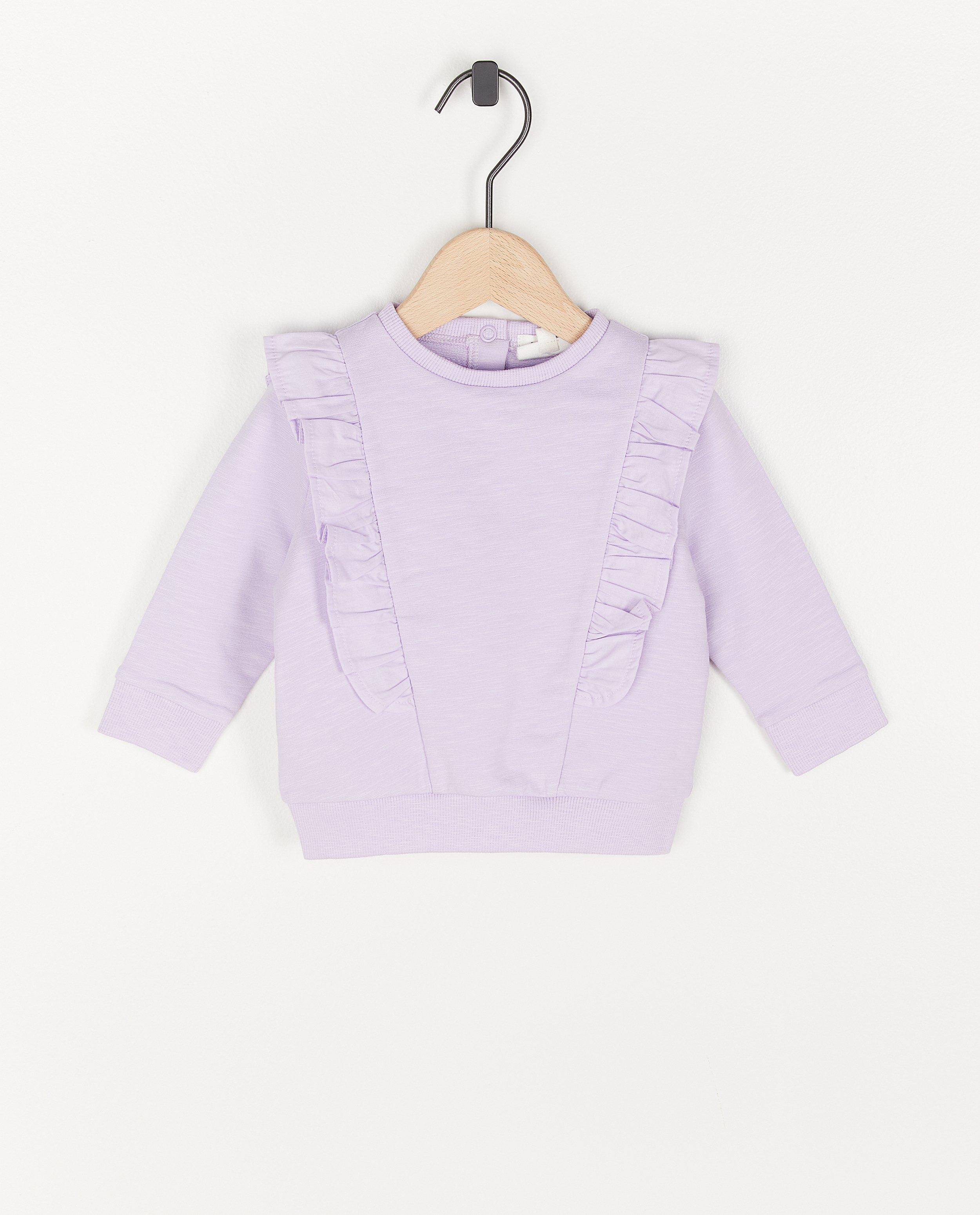 Sweat en coton bio à volants - lilas - Cuddles and Smiles