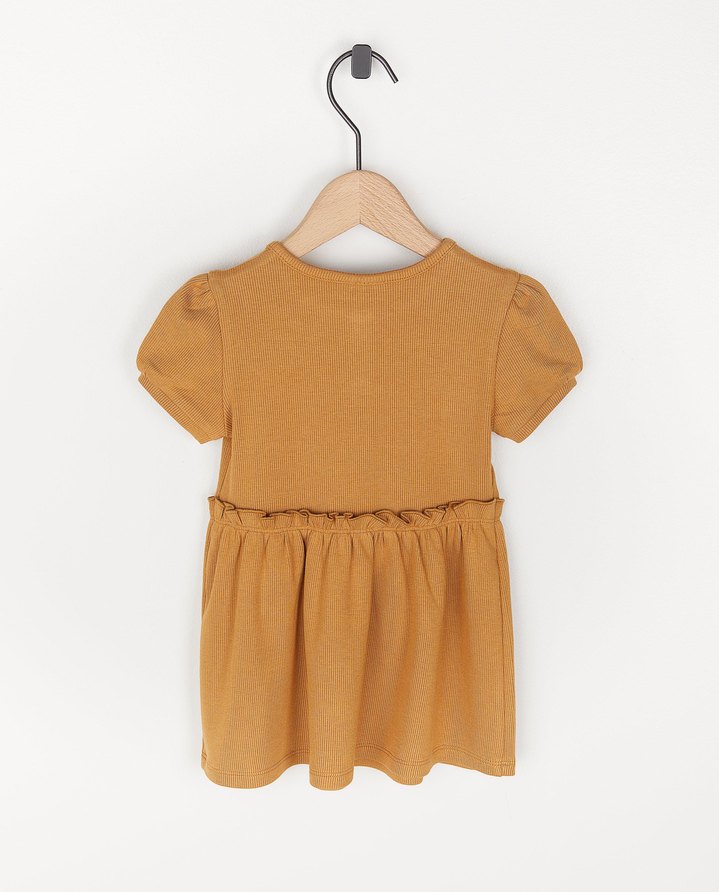 Robes - Robe beige en matière côtelée