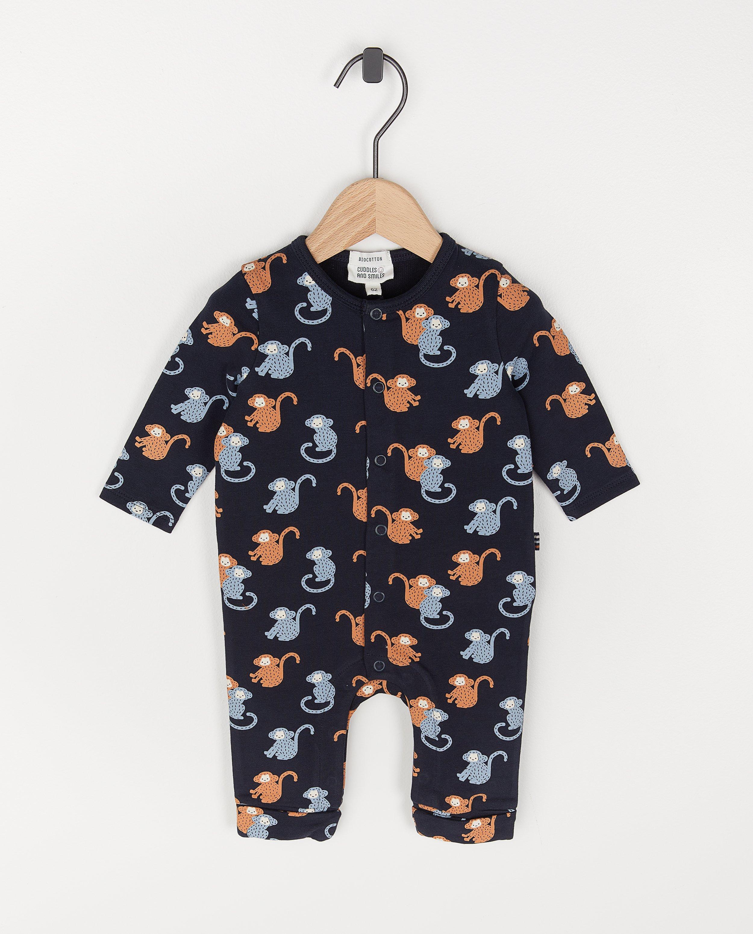 Grenouillère unisexe en coton bio - à imprimé à singes - Newborn 50-68