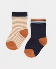 Lot de 3 paires de chaussettes pour bébés à rayures - bleues, blanches et brunes - Newborn 50-68