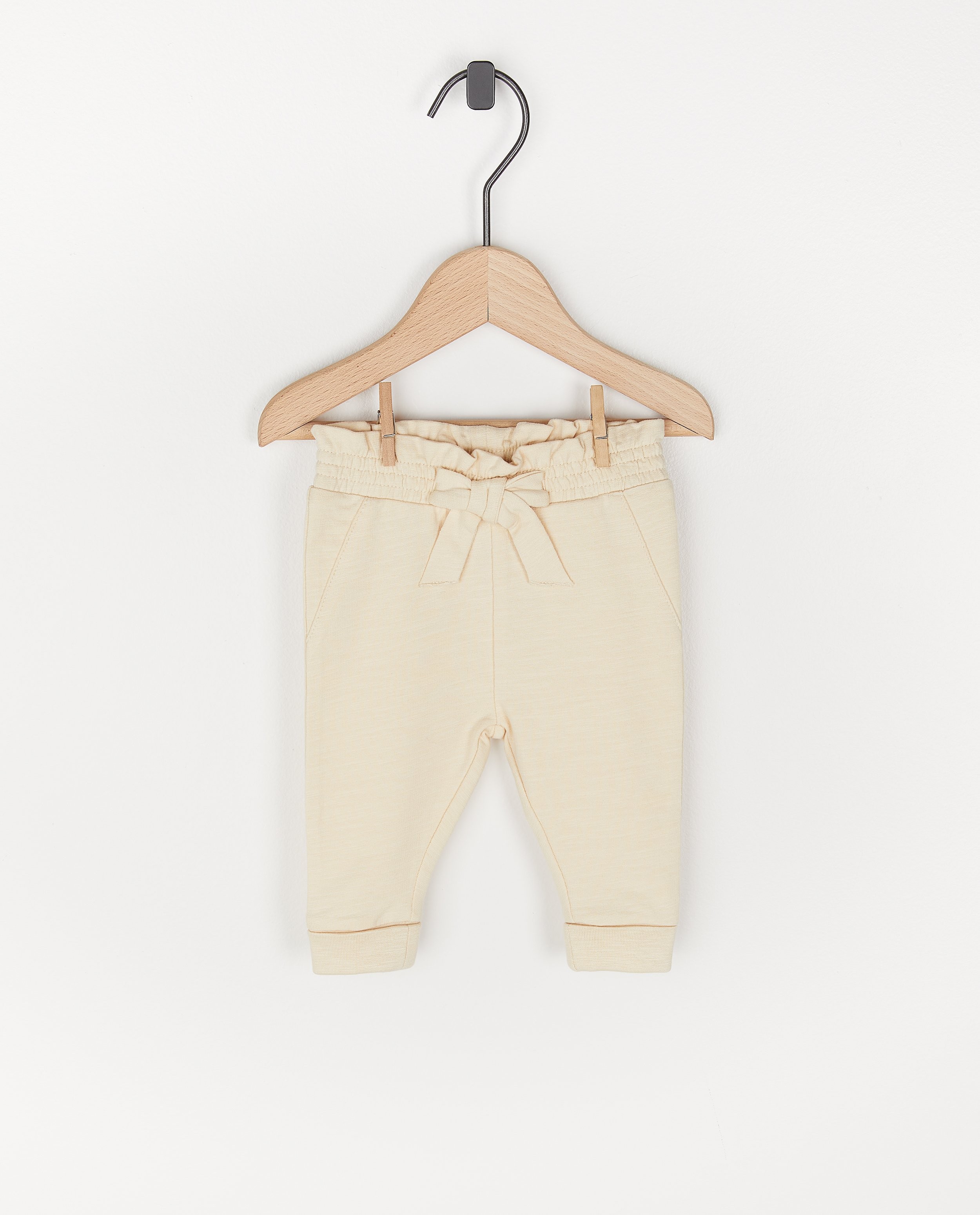 Pantalon en coton bio avec nœud - et taille à smocks - Newborn 50-68