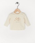 T-shirt à manches longues en coton bio à imprimé - écru - Newborn 50-68