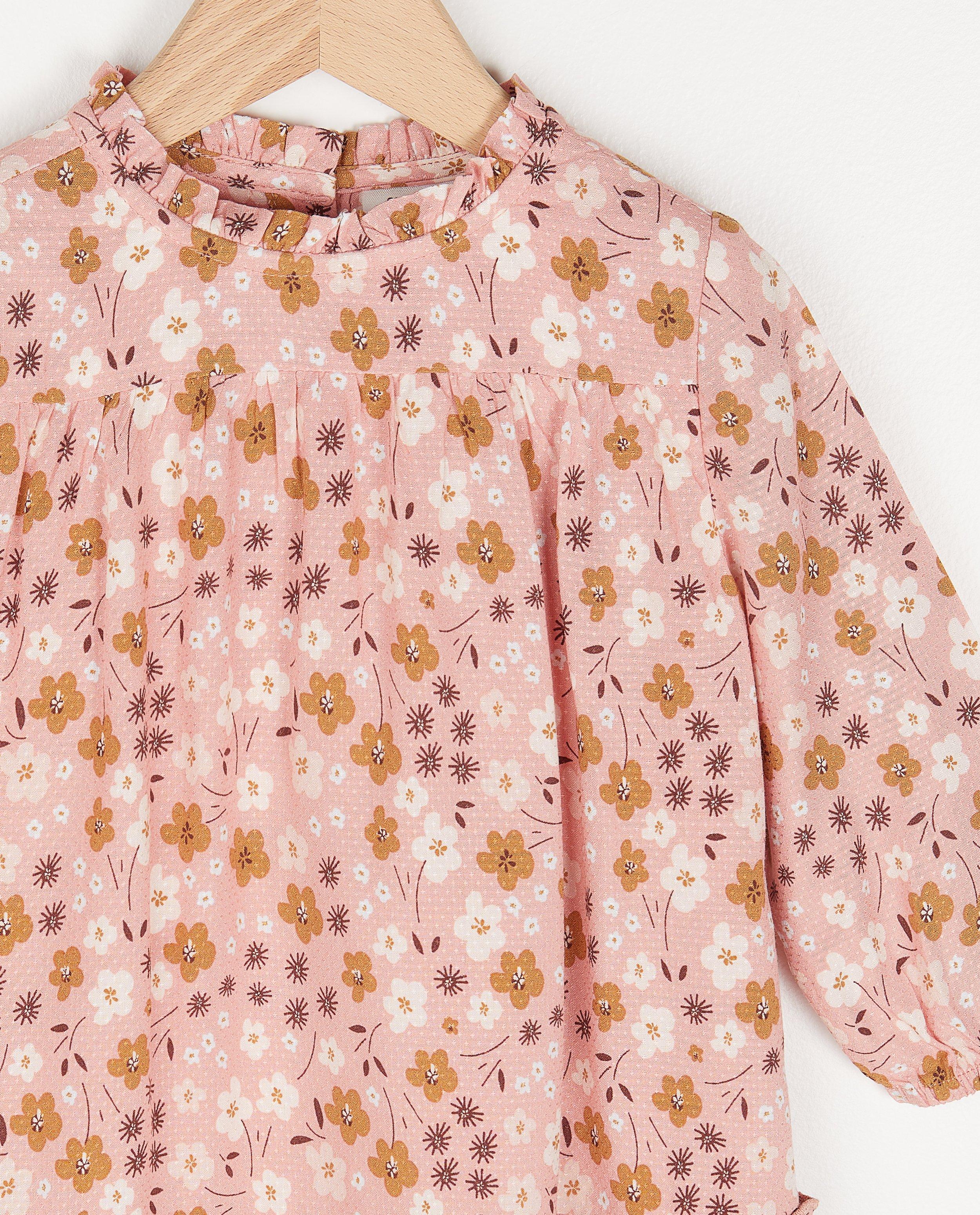 Robes - Robe rose à imprimé fleuri Fête