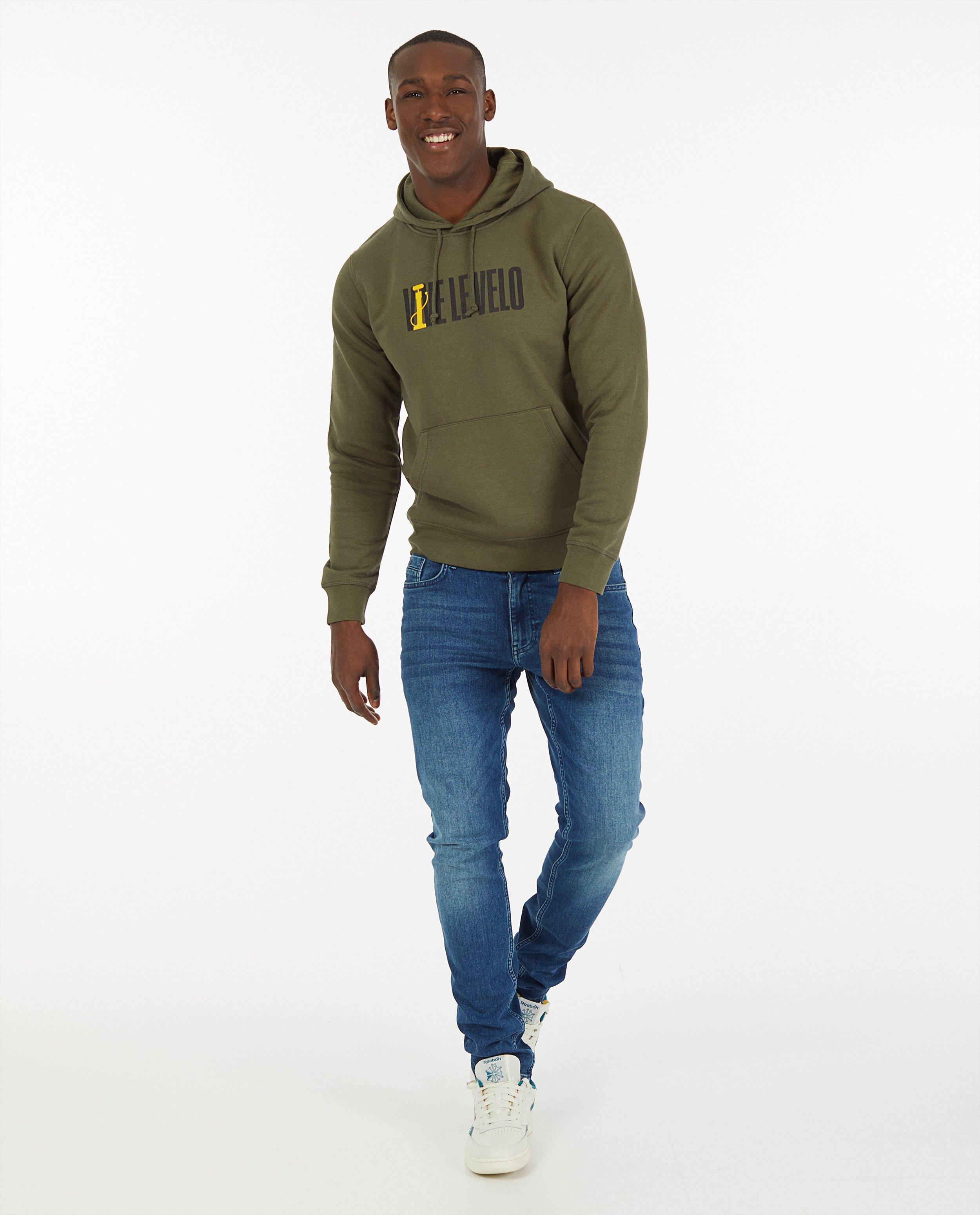Kaki hoodie met print Vive le vélo - van biokatoen - Vive le vélo