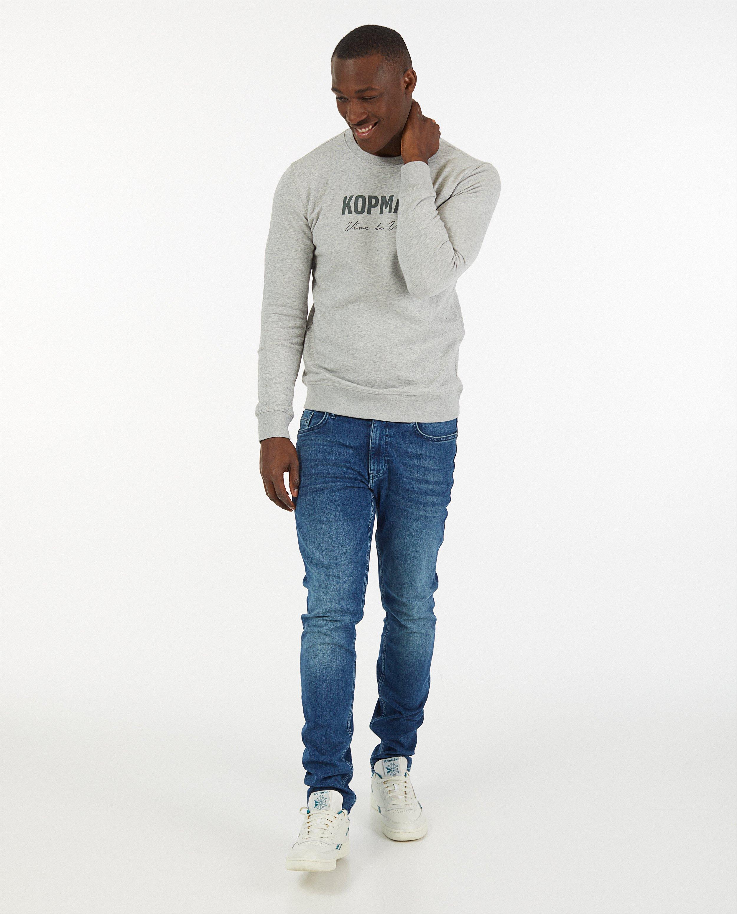 Grijze sweater met print Vive le vélo - van biokatoen - Vive le vélo