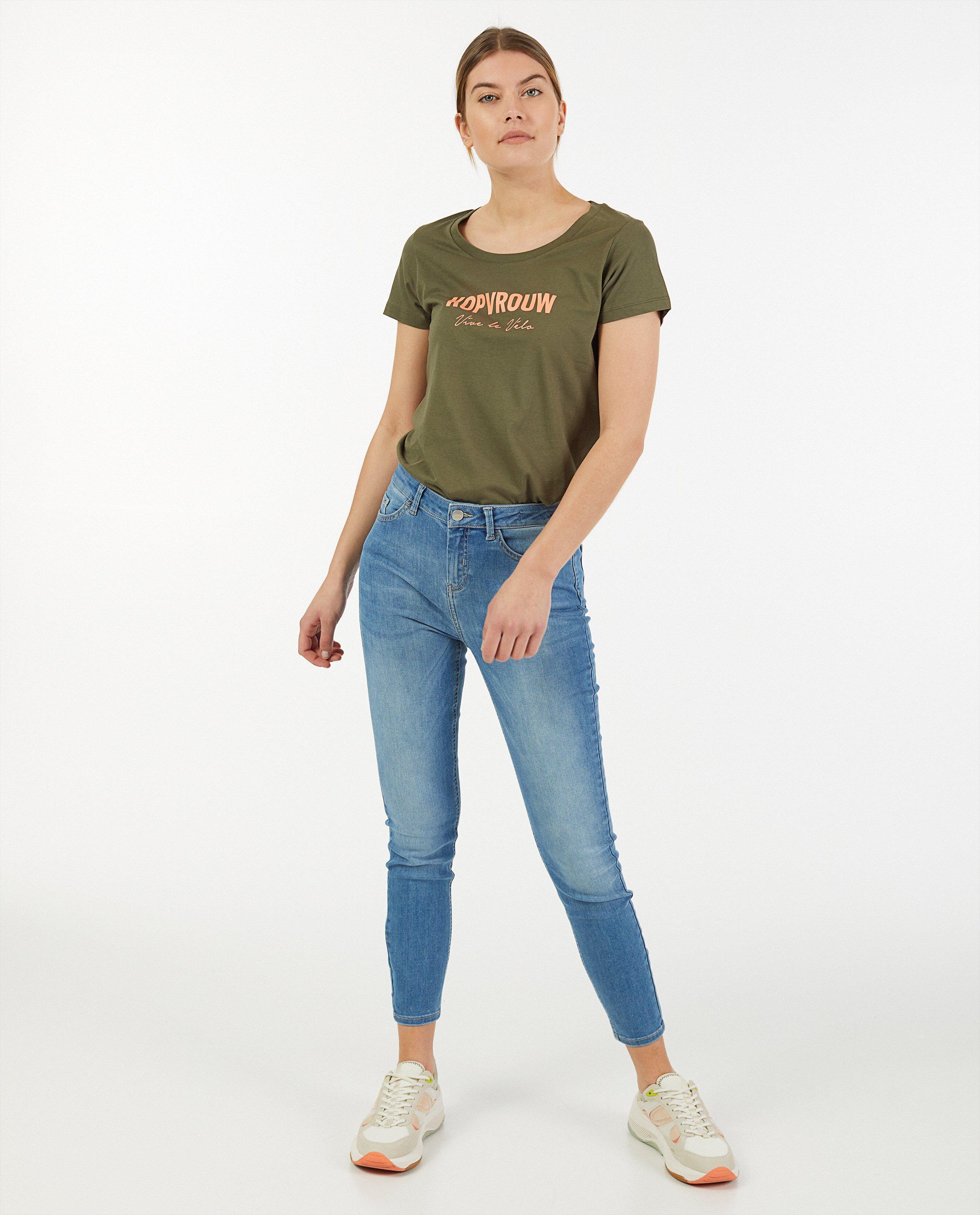 T-shirt kaki à imprimé Vive le vélo - en coton bio - Vive le vélo
