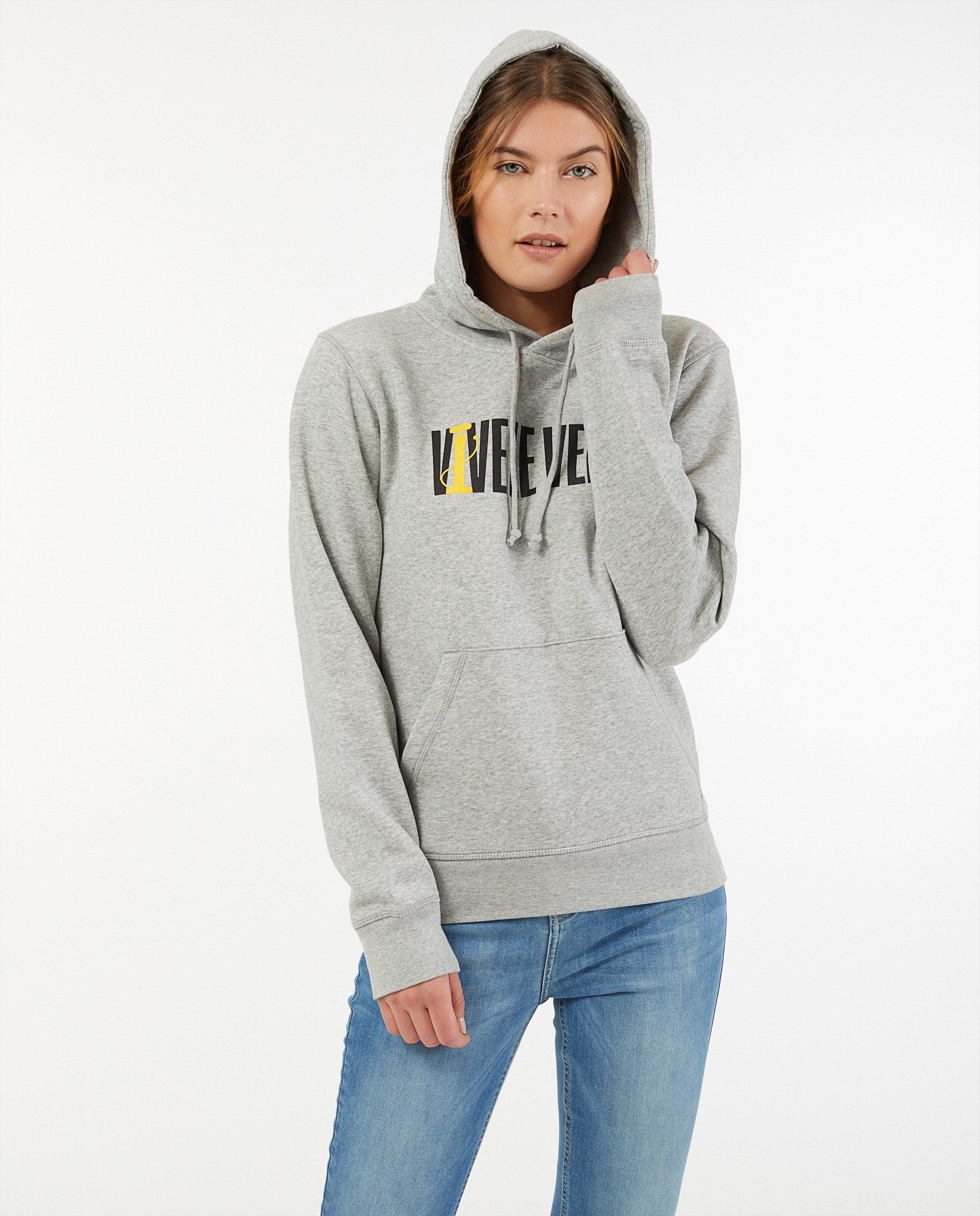 Grijze hoodie met print Vive le vélo - van biokatoen - Vive le vélo