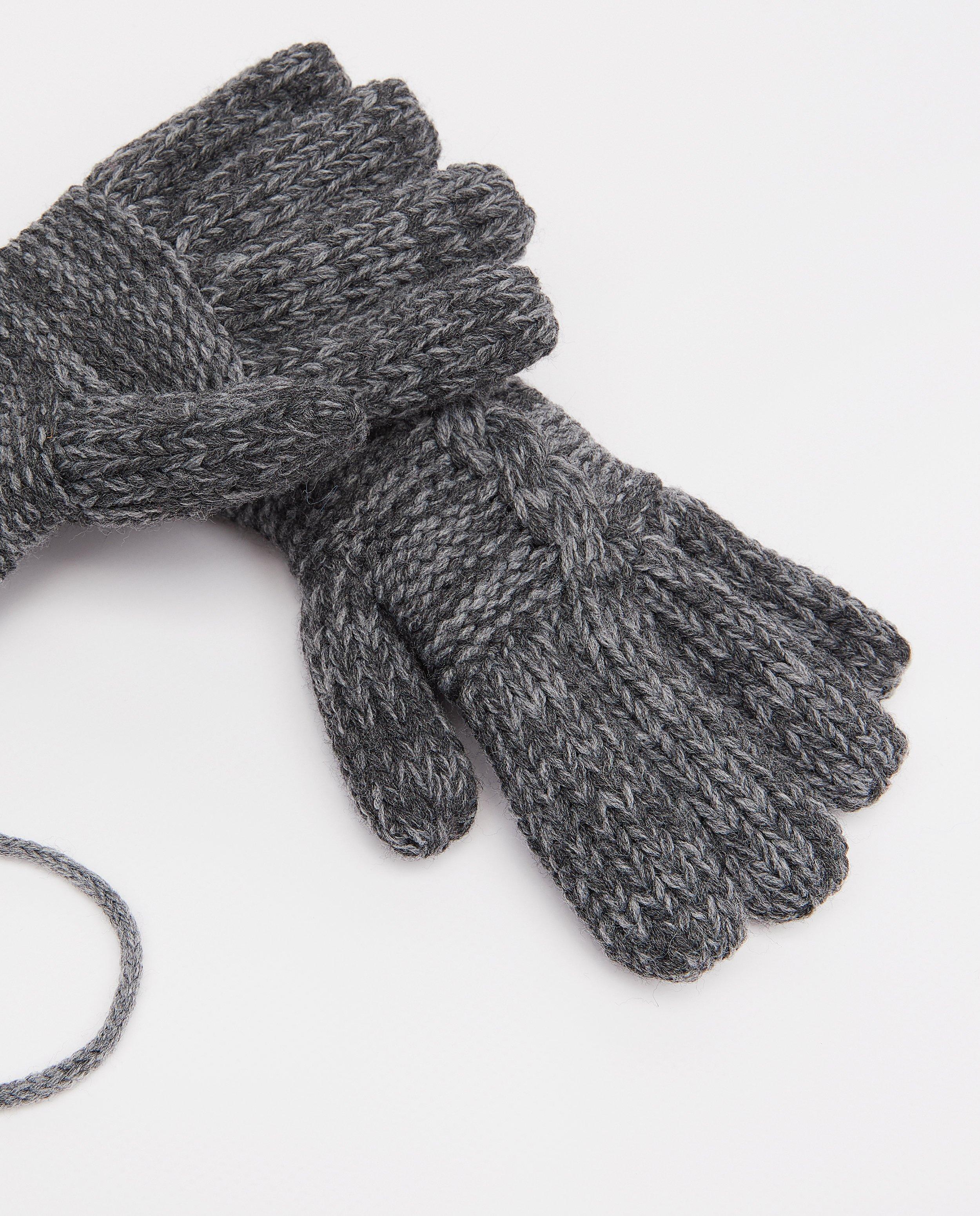 Breigoed - Grijze handschoenen met koord