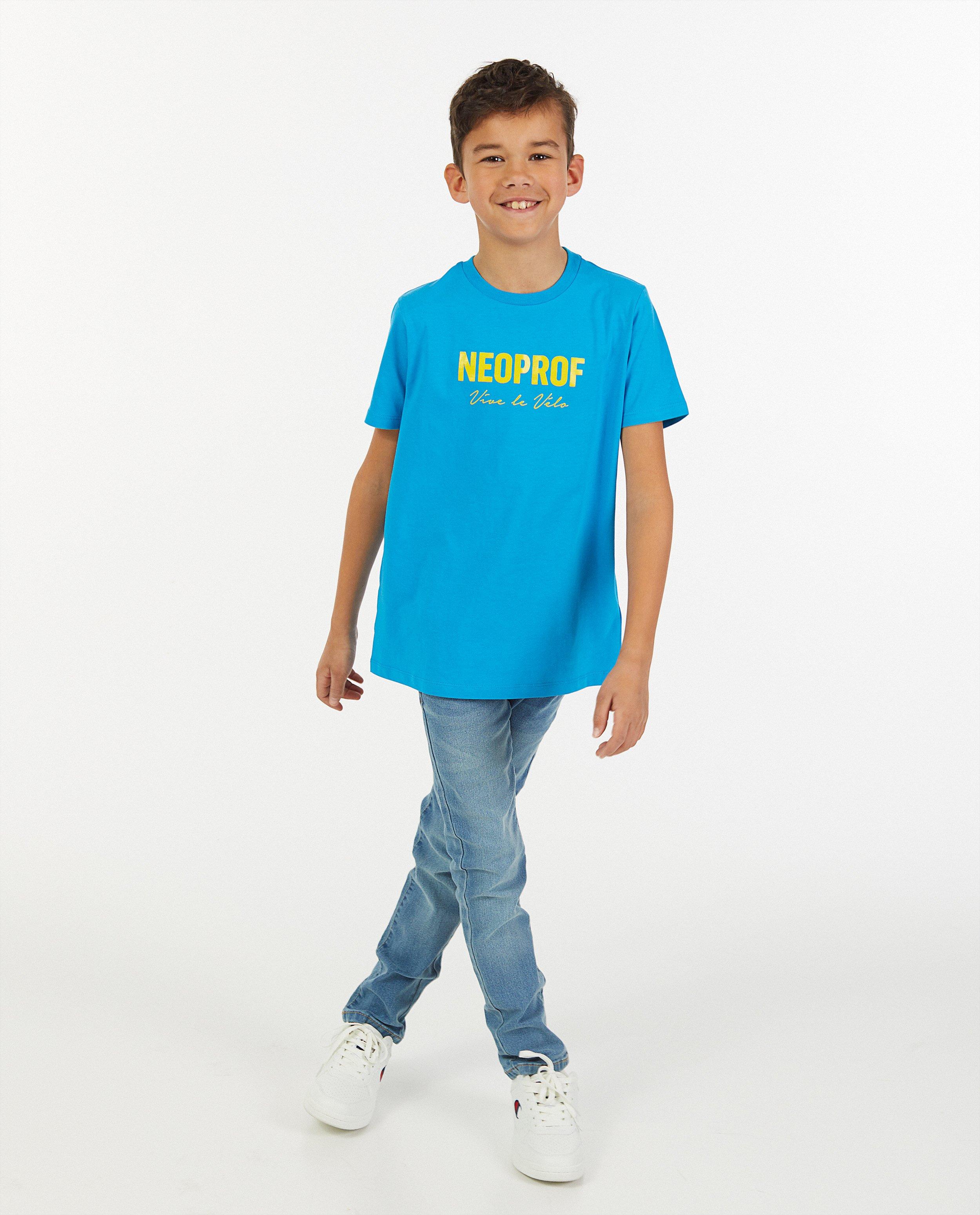 T-shirt bleu Neoprof Vive le vélo - en coton bio - Vive le vélo