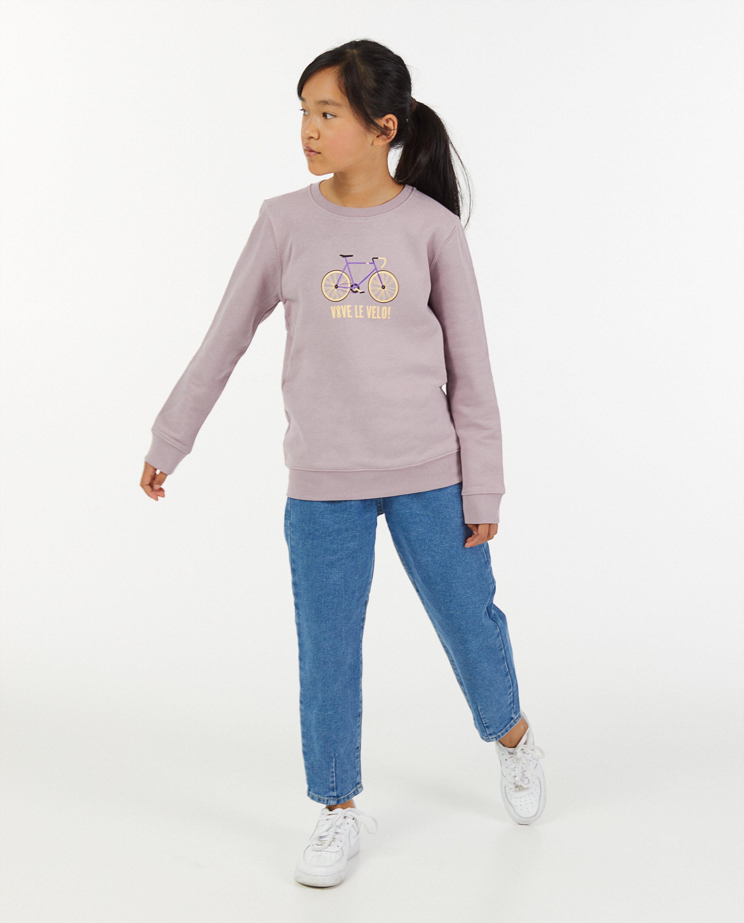 Lila sweater met print Vive le vélo - van biokatoen - Vive le vélo
