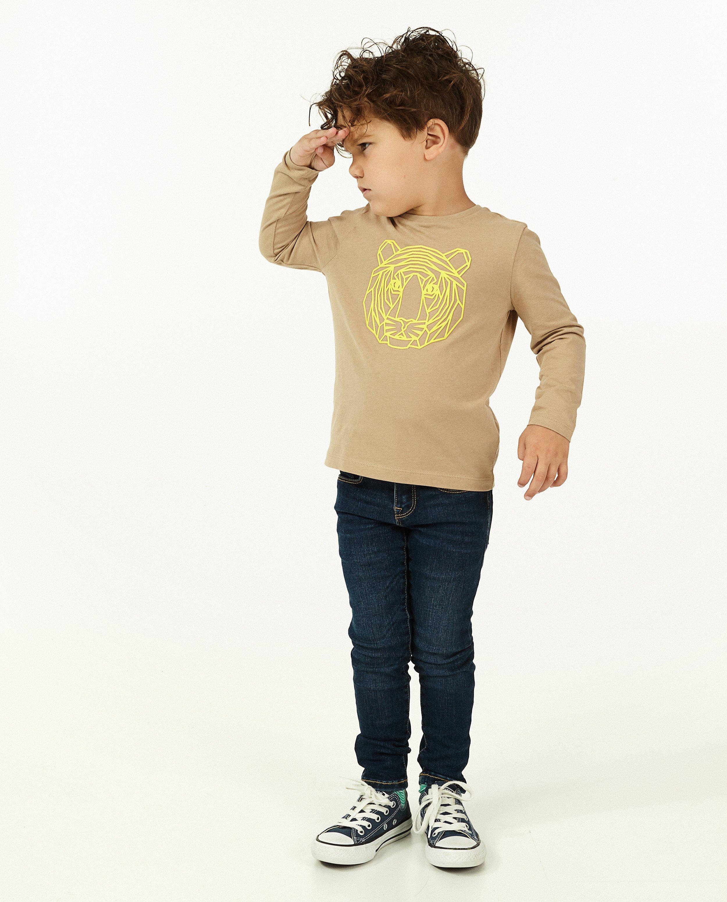 Longsleeve met rubberprint BESTies - in beige - Besties