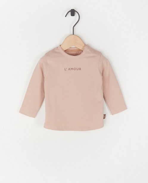 T-shirt rose à manches longues, inscription Levv - L’amour - Levv
