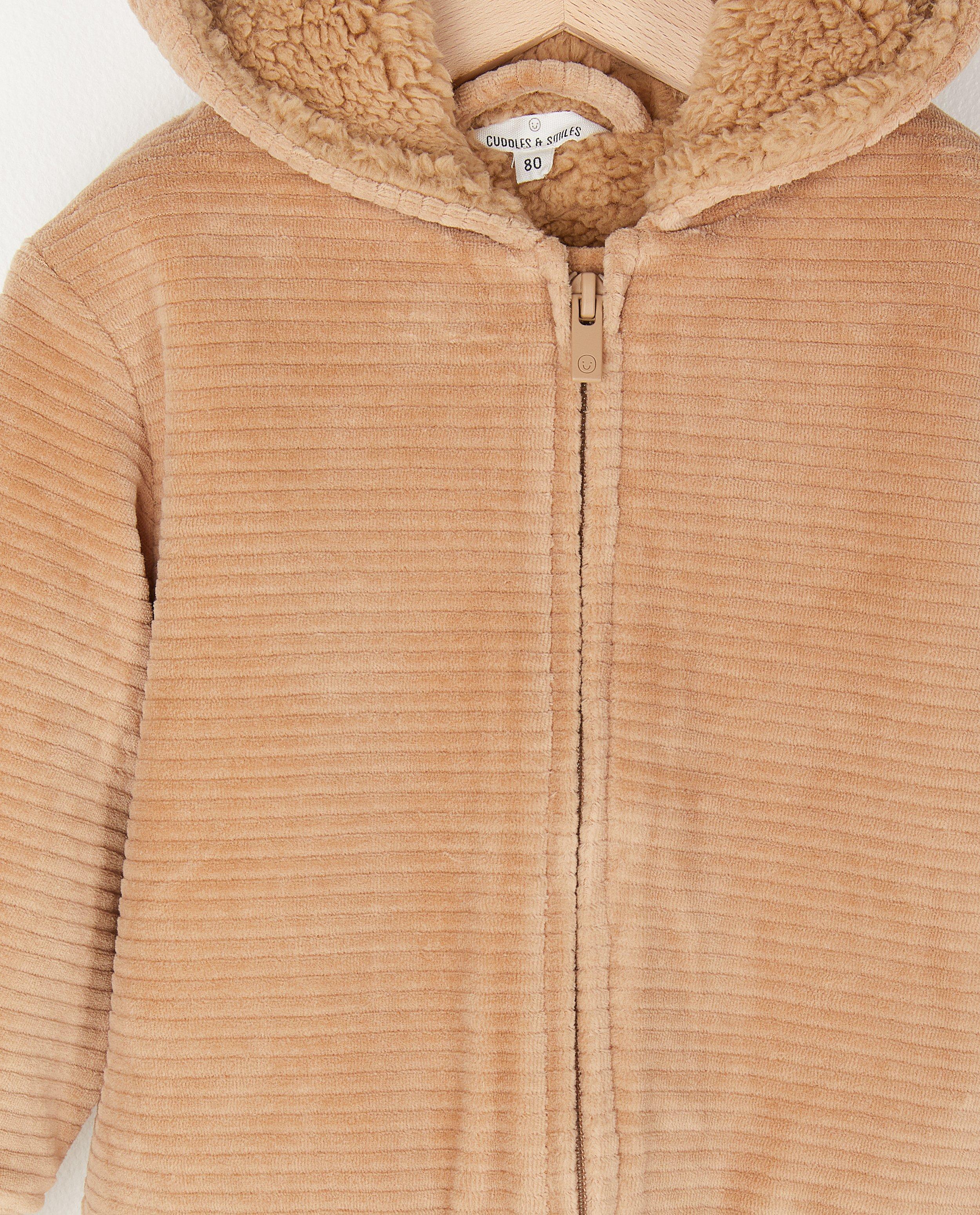 Teddys - Veste brune en velours côtelé et peluche