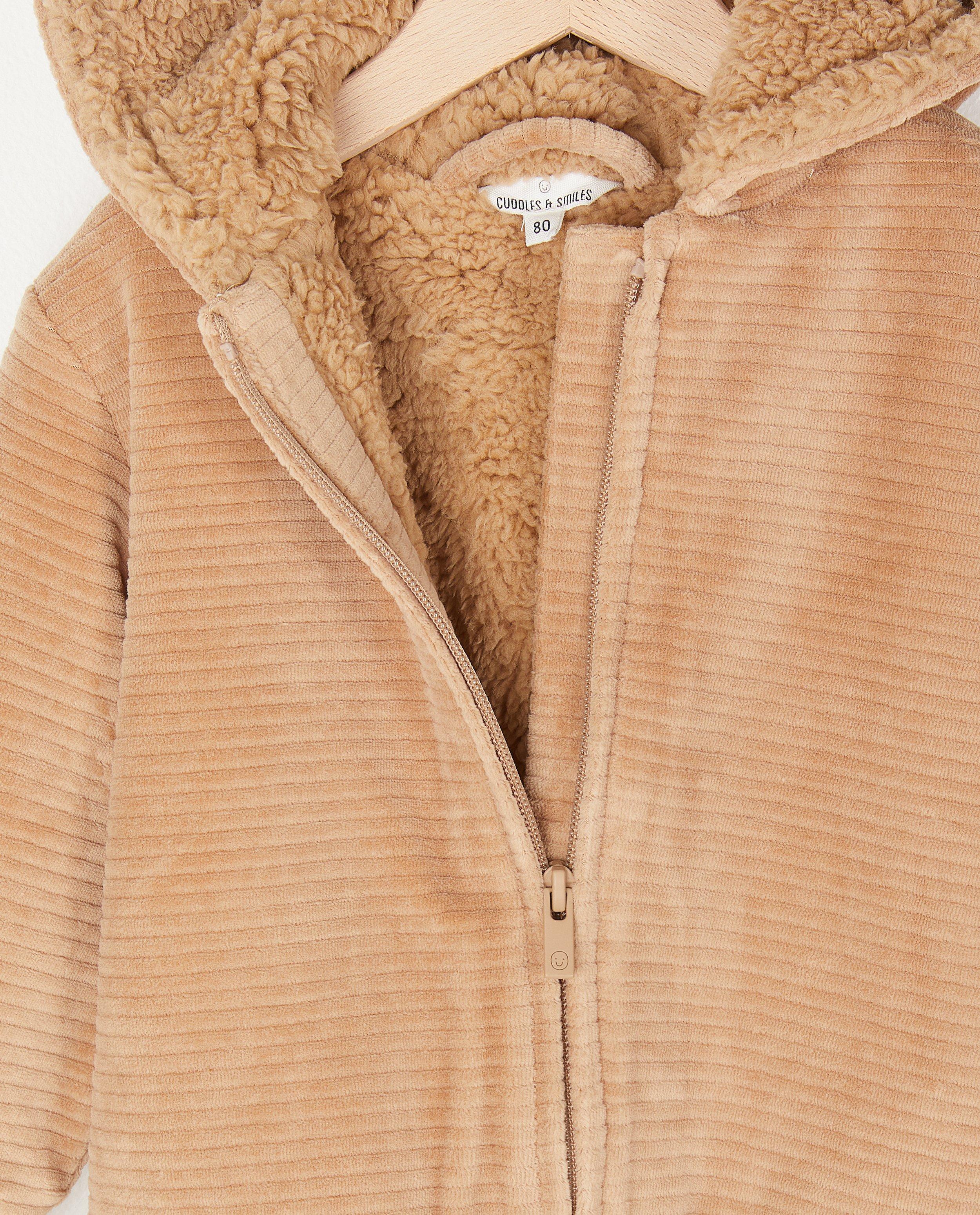 Teddys - Veste brune en velours côtelé et peluche