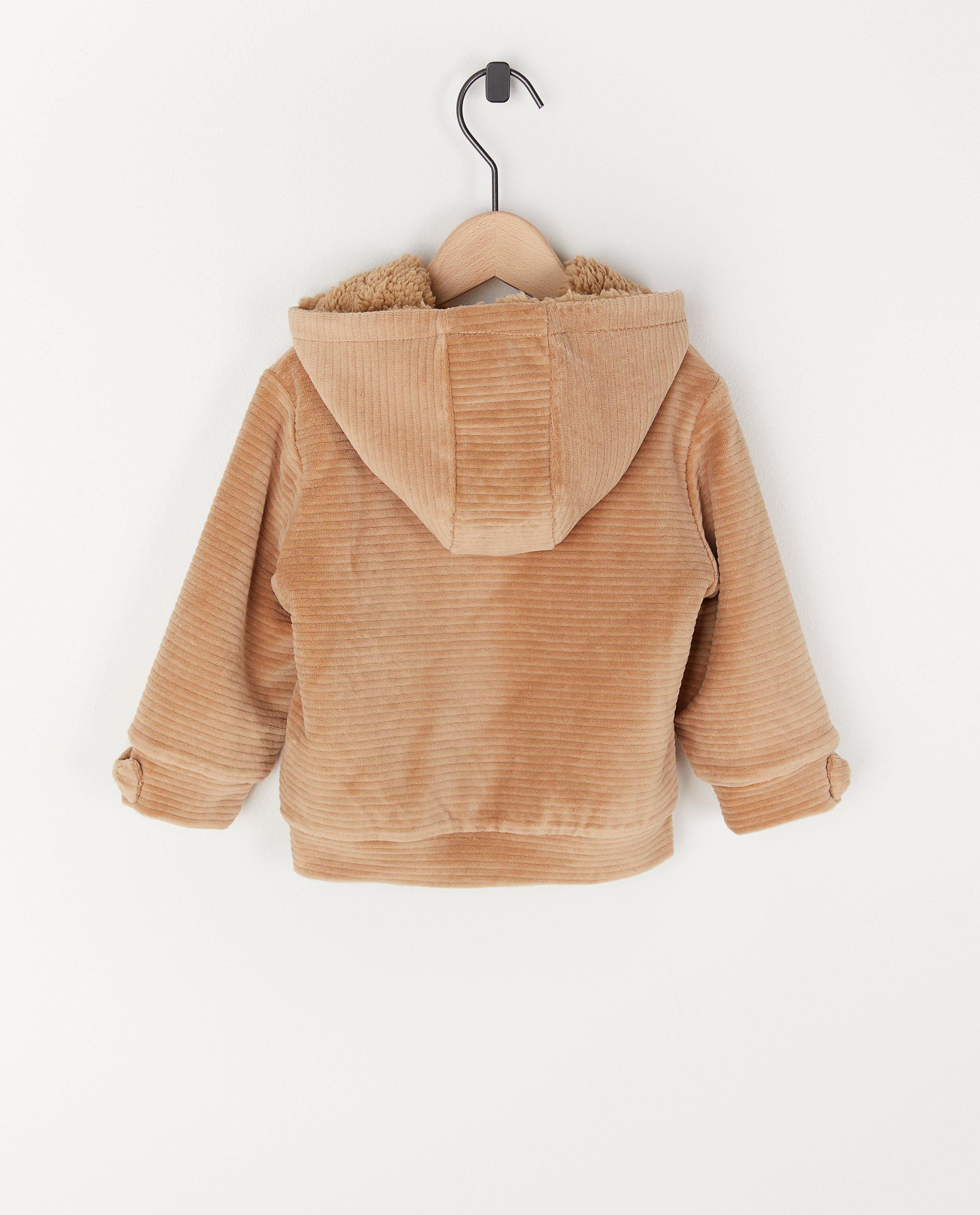Teddys - Veste brune en velours côtelé et peluche