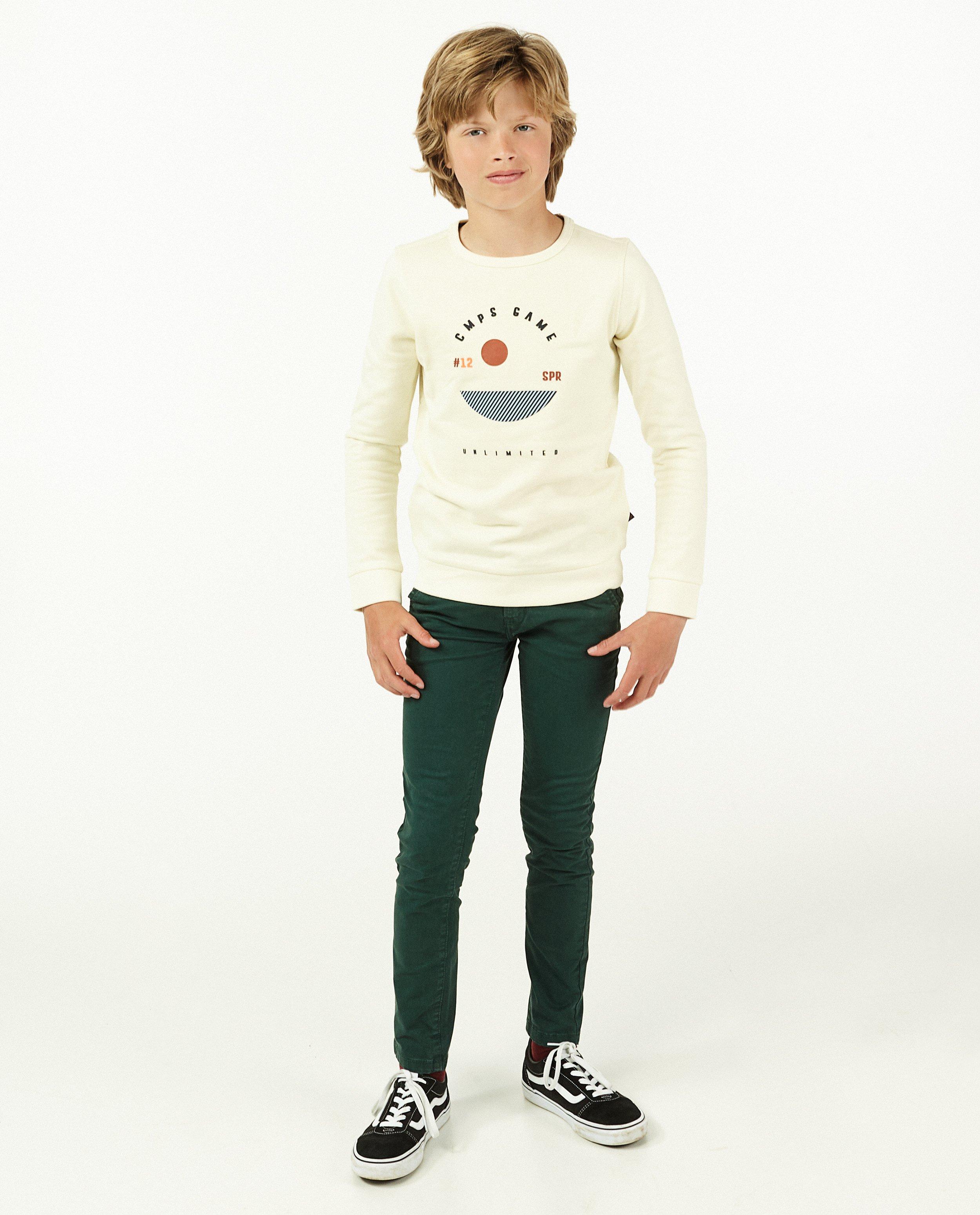 Crème sweater met print Campus 12 - met fleece - Campus 12