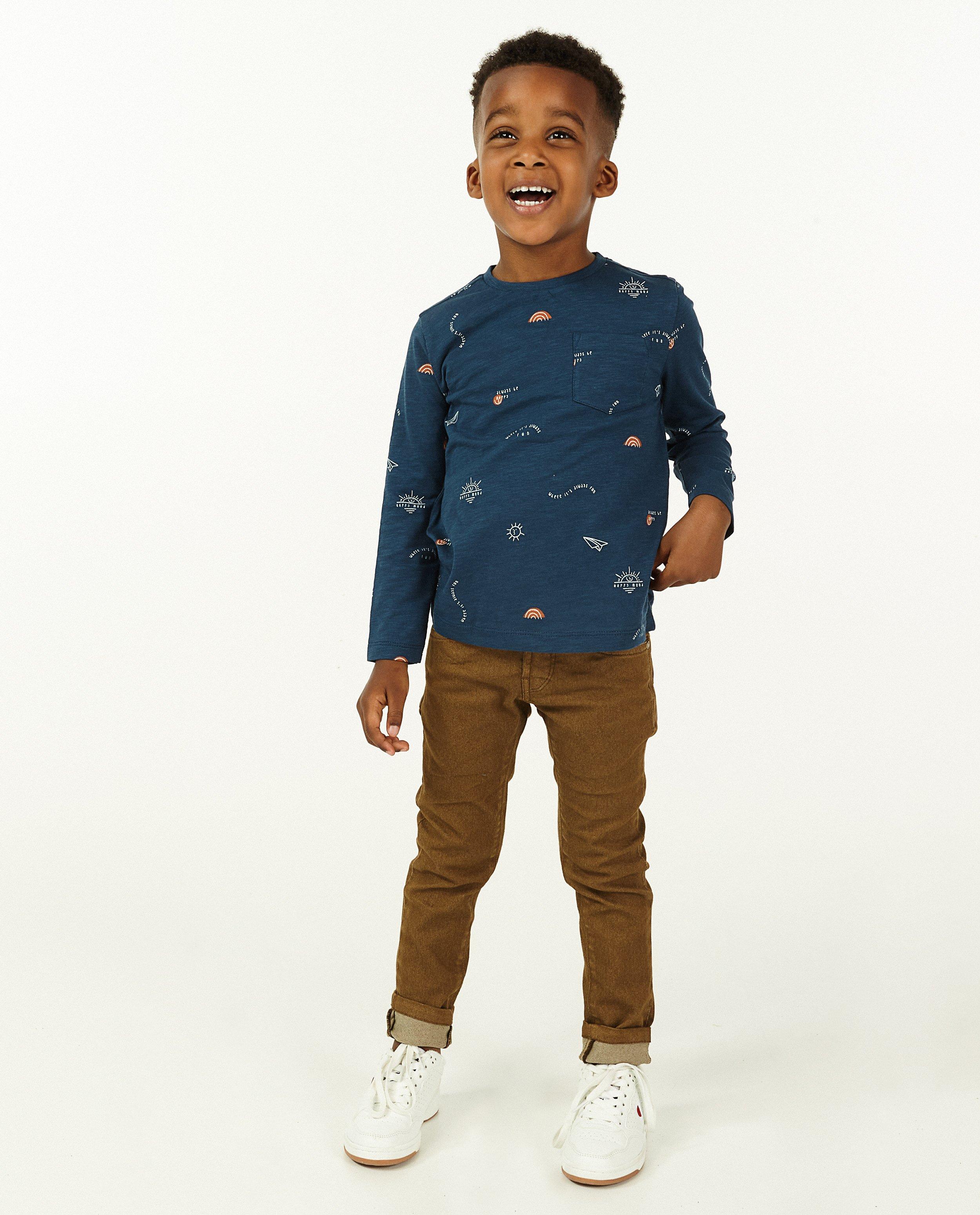 Biokatoenen longsleeve met print Wickie - in donkerblauw - Wickie