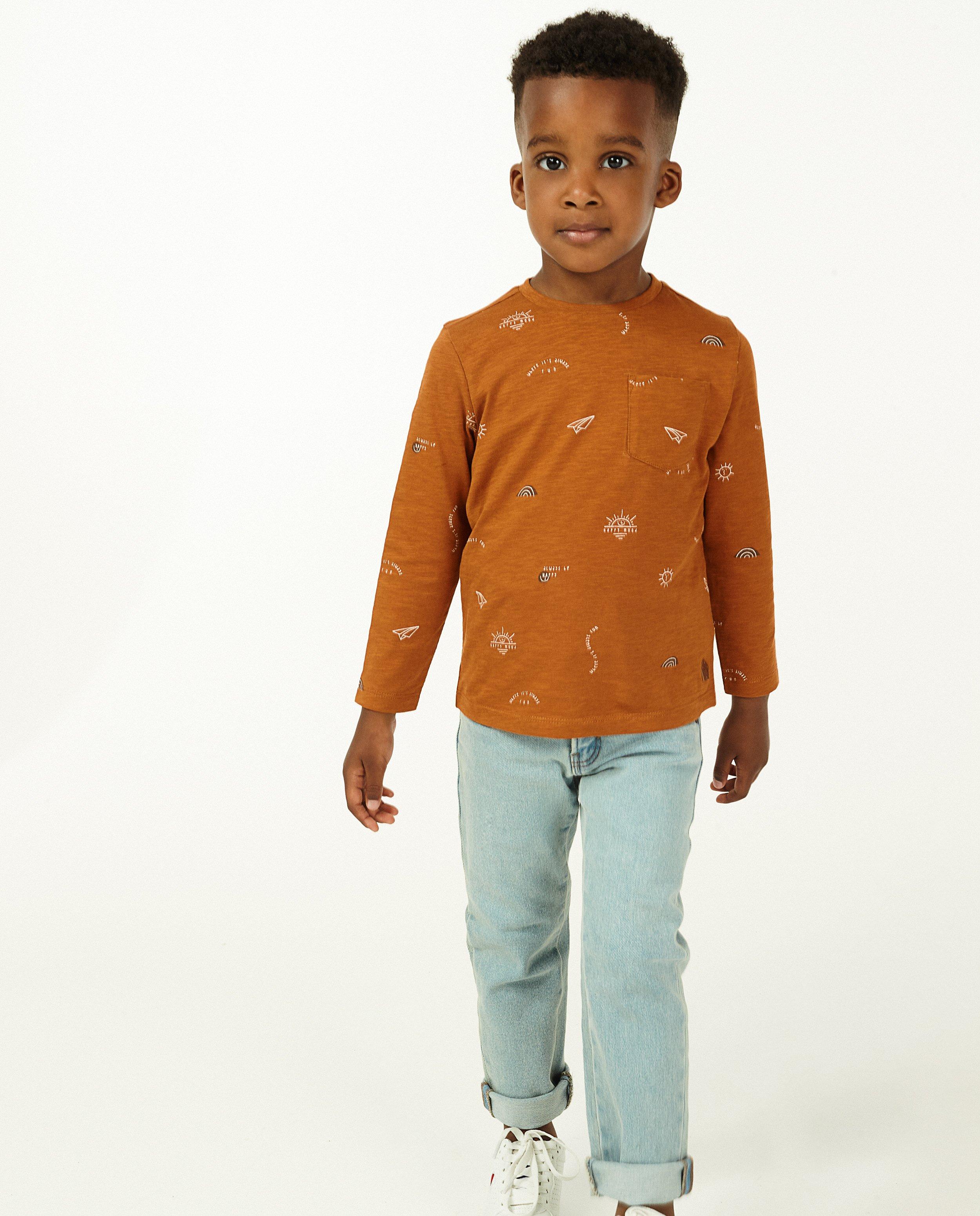 Biokatoenen longsleeve met print Wickie - in roest - Wickie