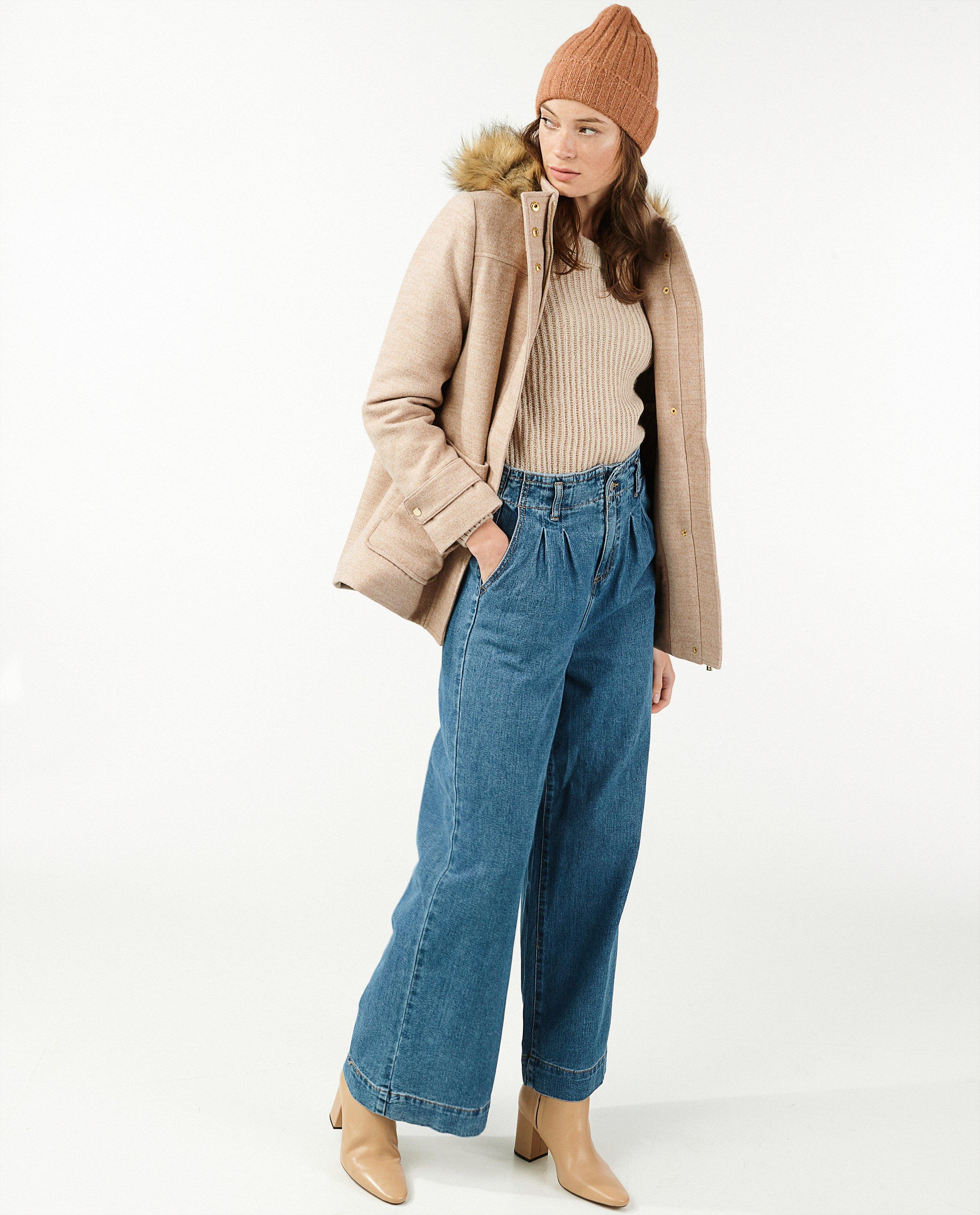 Manteau en laine beige Sora - D&eacute;tails du produit - brun clair - image num&eacute;ro 1