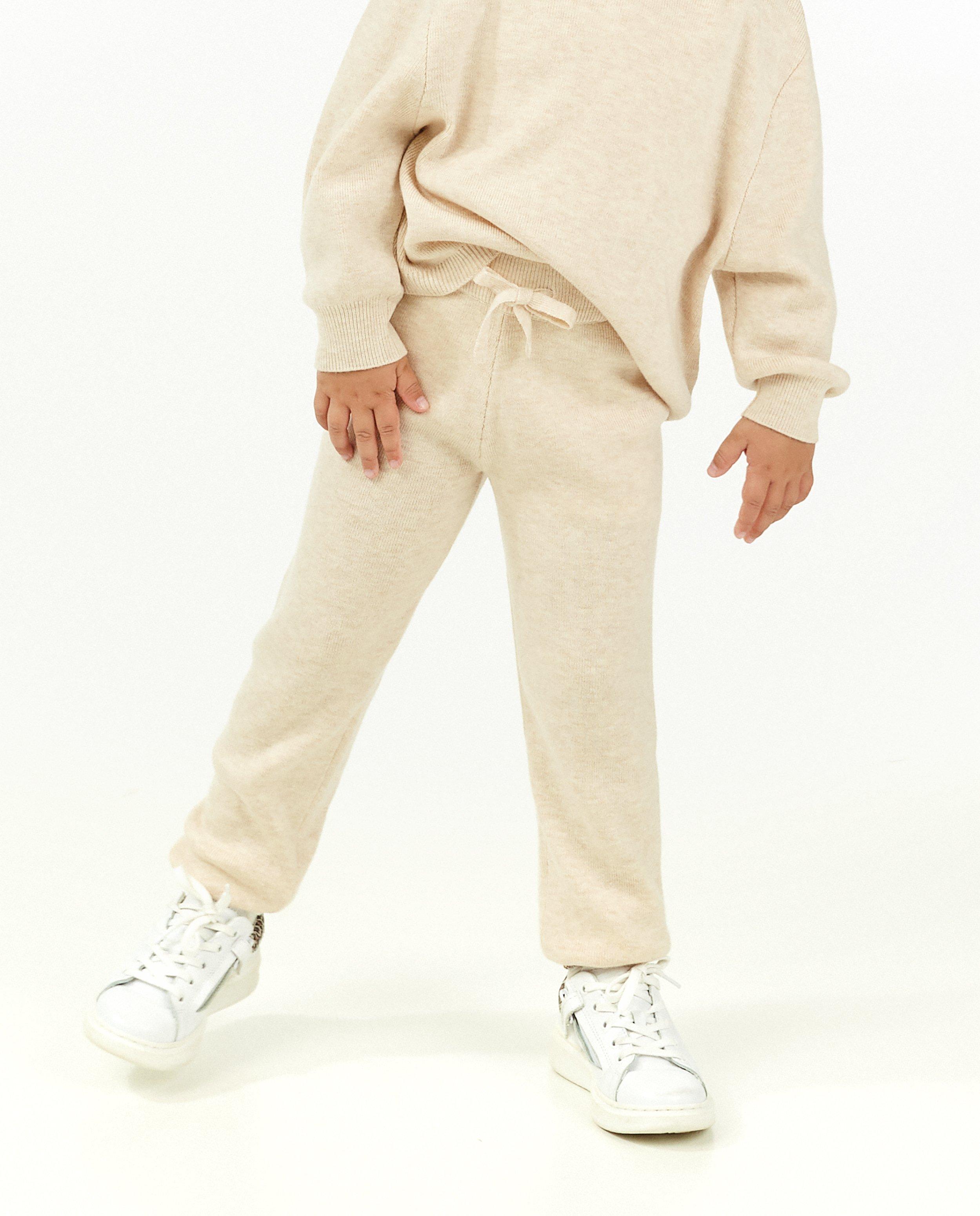 Broeken - Beige broek van fijne brei