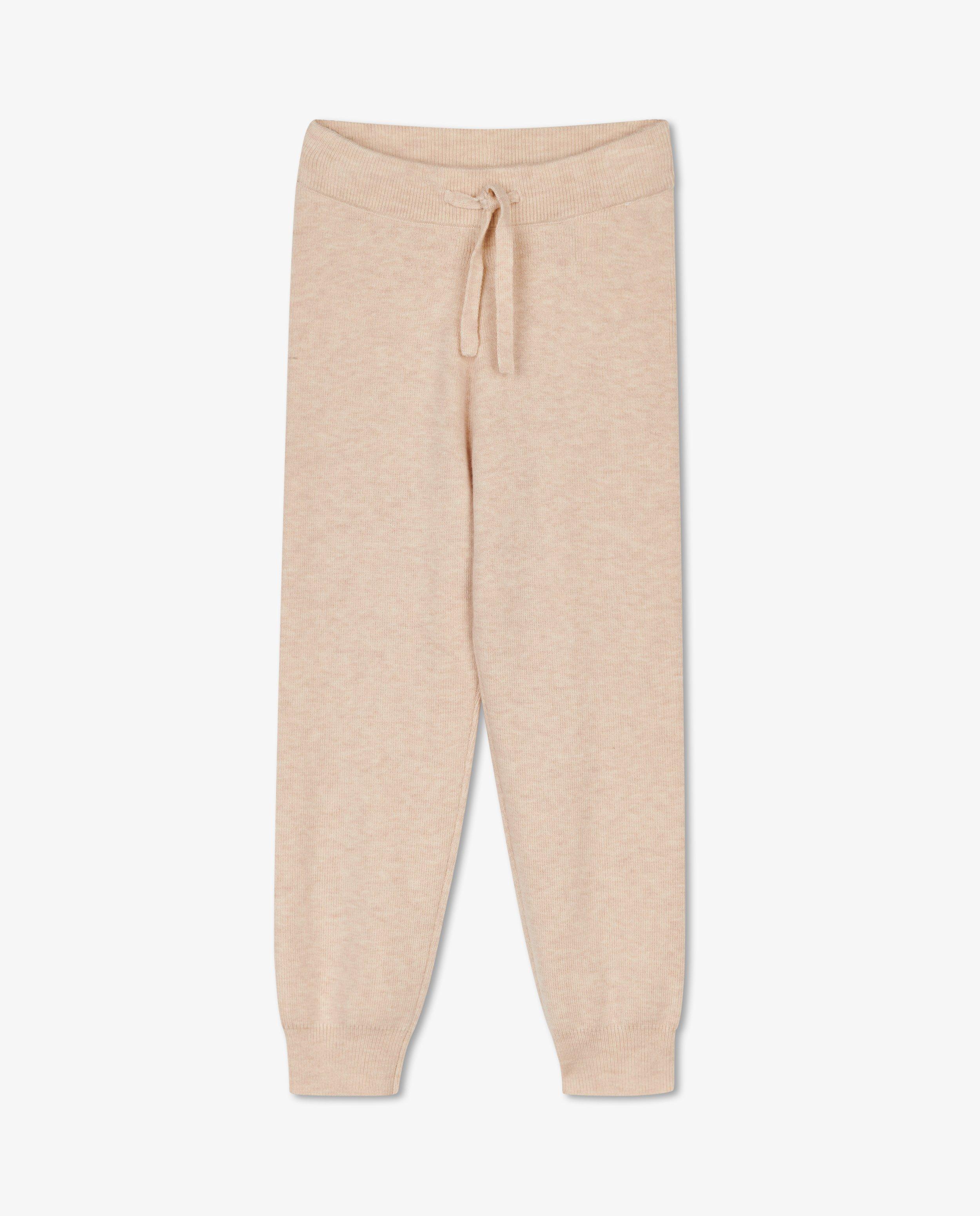 Broeken - Beige broek van fijne brei