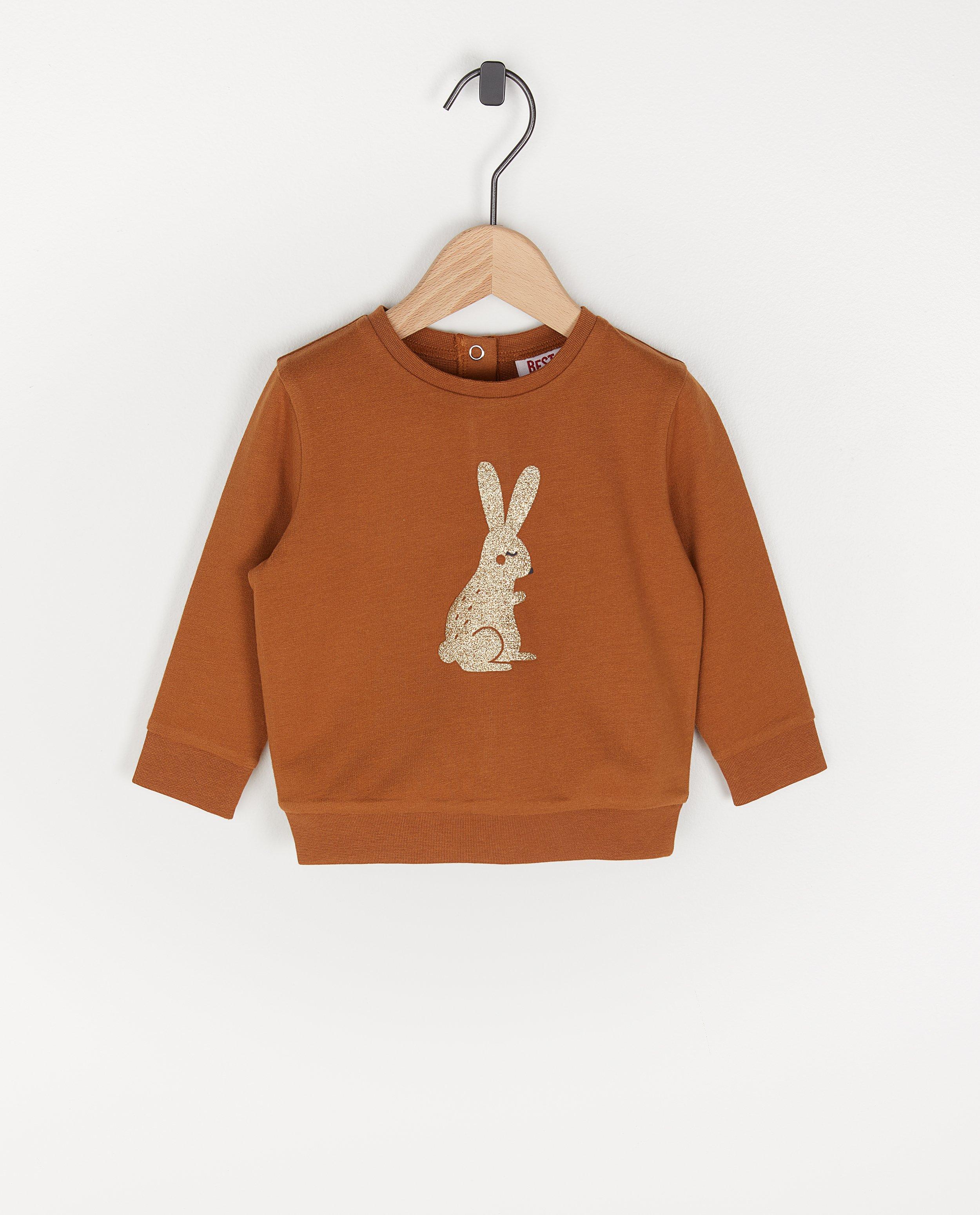 Bruine sweater met glitter BESTies - dierenprint - Besties