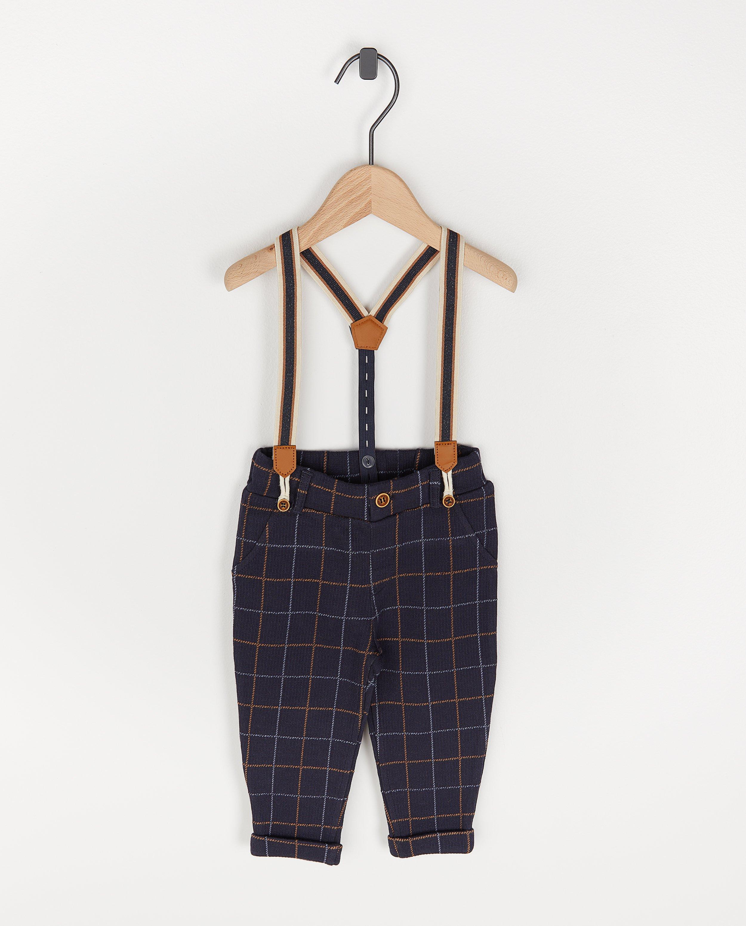 Pantalon bleu foncé à carreaux Fête - premium - Cuddles and Smiles