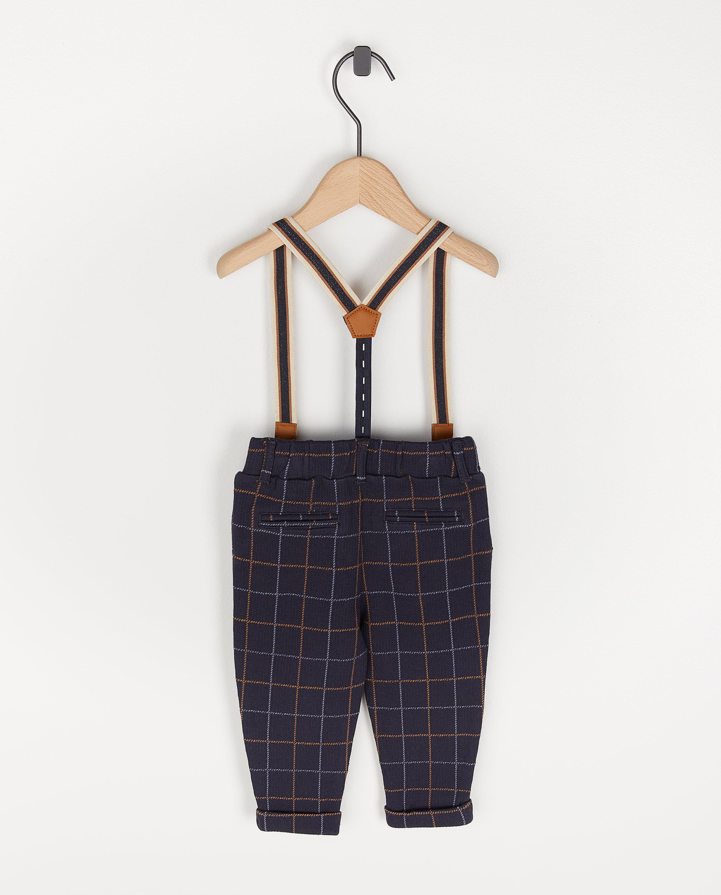 Pantalons - Pantalon bleu foncé à carreaux Fête