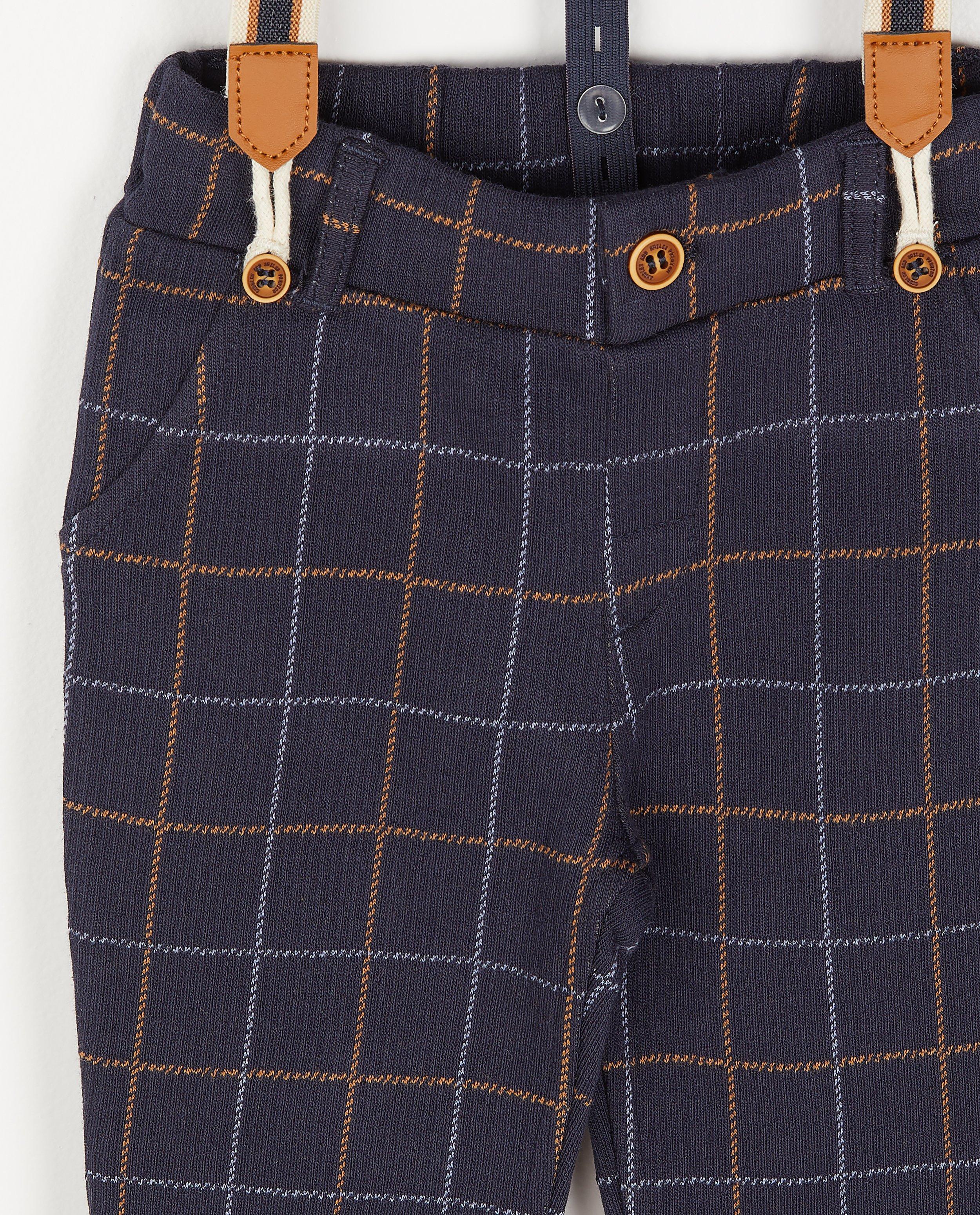 Pantalons - Pantalon bleu foncé à carreaux Fête