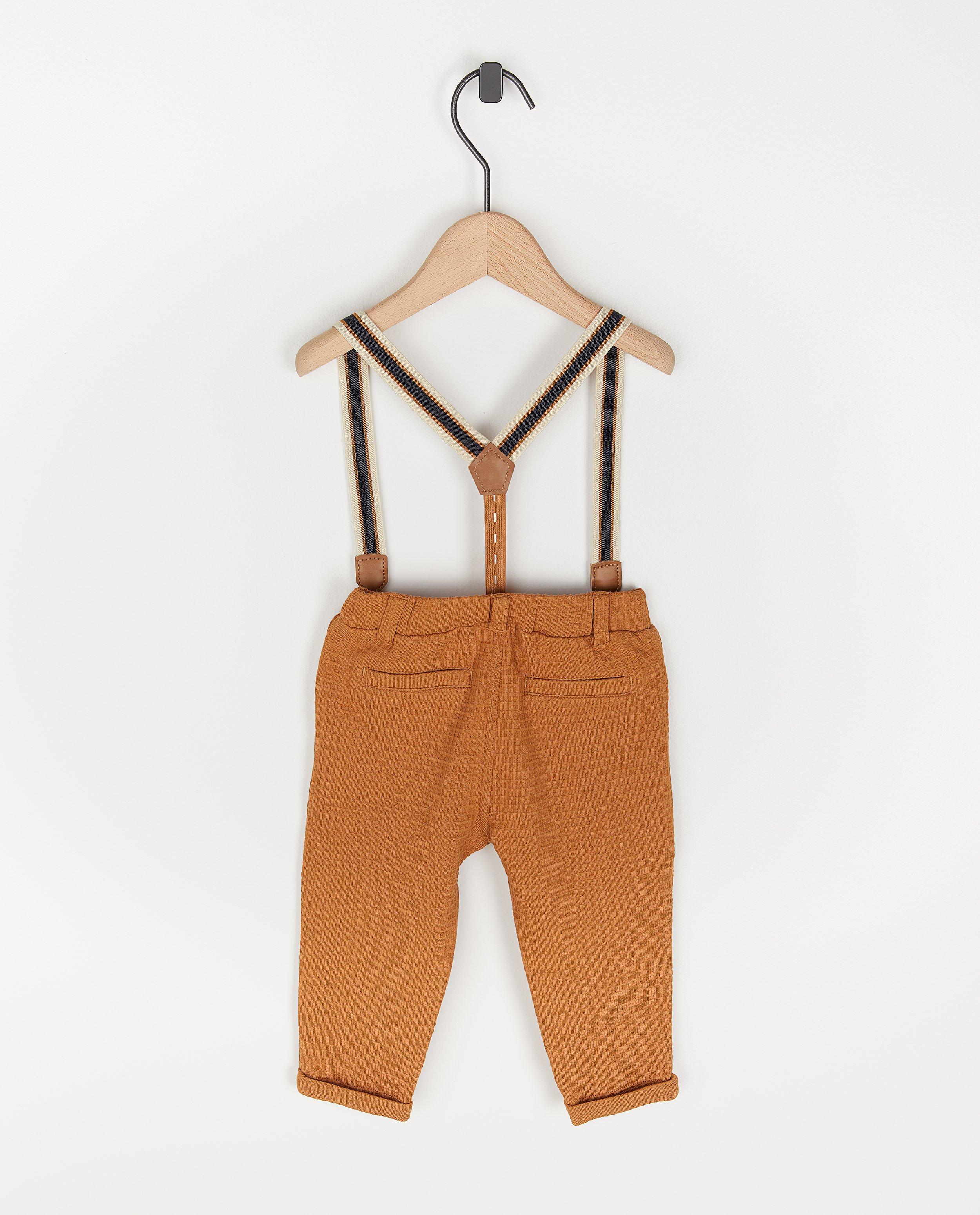 Pantalons - Pantalon brun à motif gaufré Fête