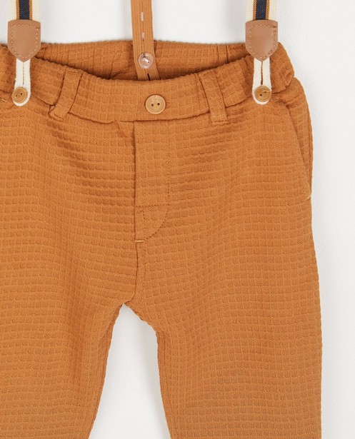 Pantalons - Pantalon brun à motif gaufré Fête