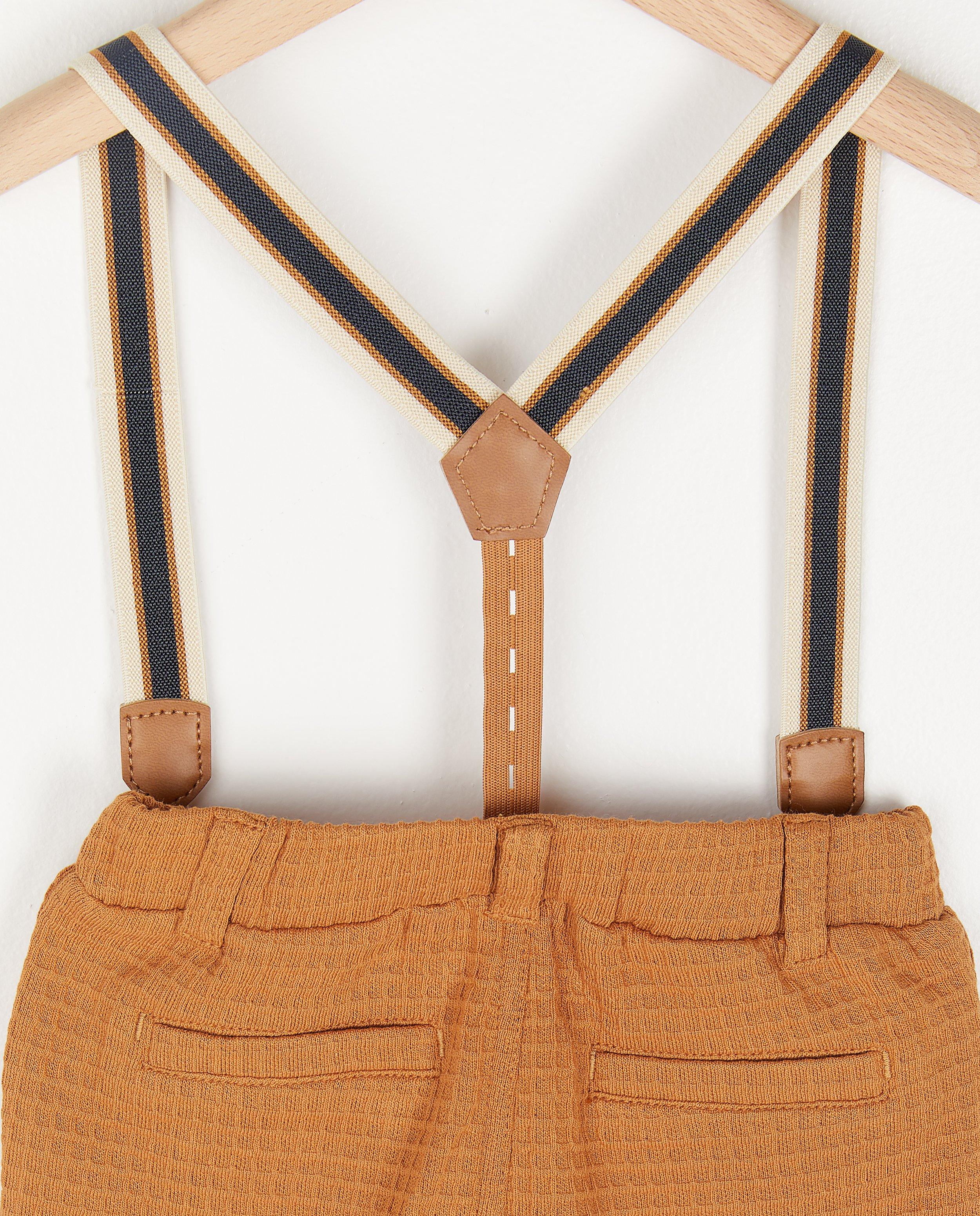 Pantalons - Pantalon brun à motif gaufré Fête