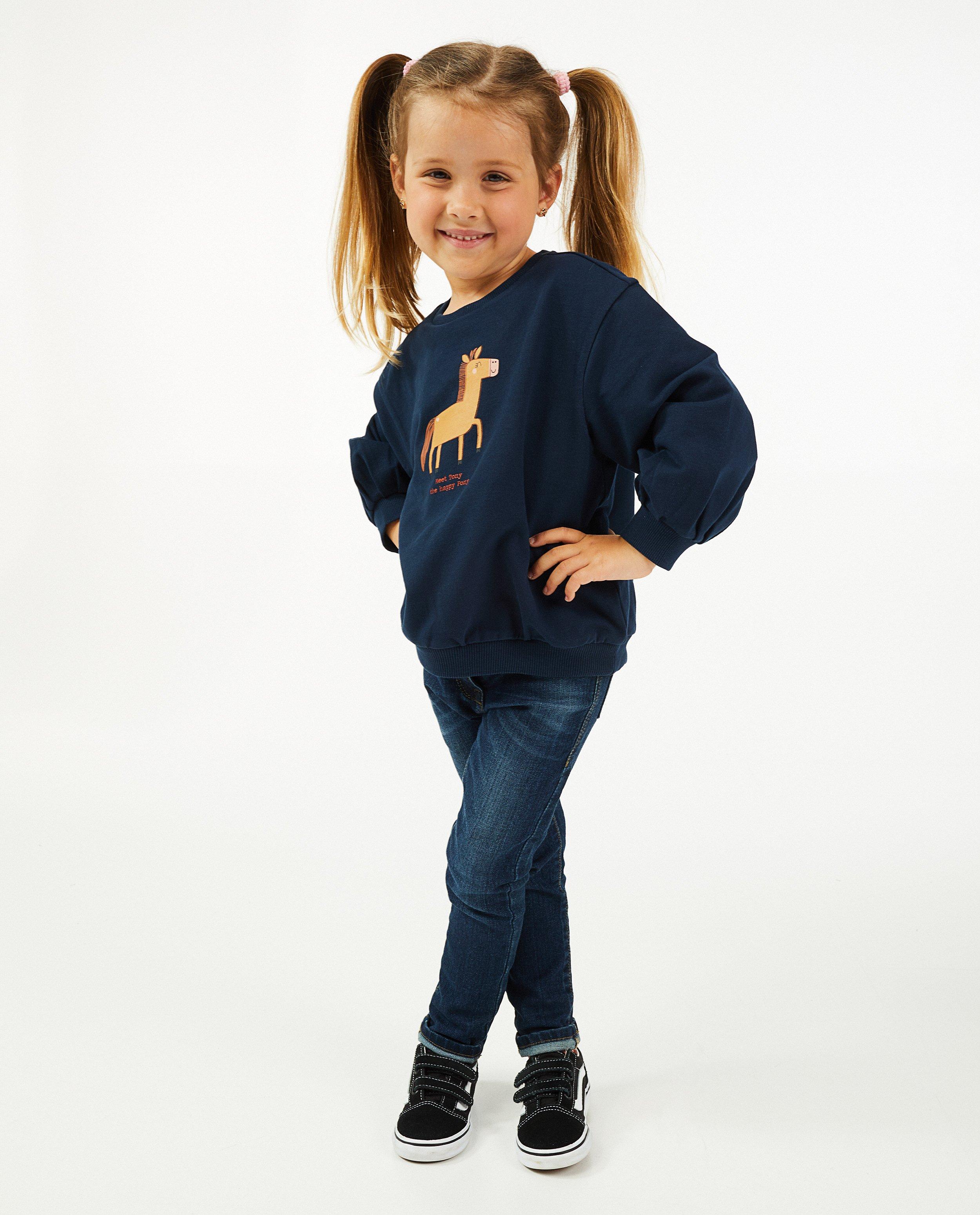 Donkerblauwe sweater met print BESTies - null - Besties