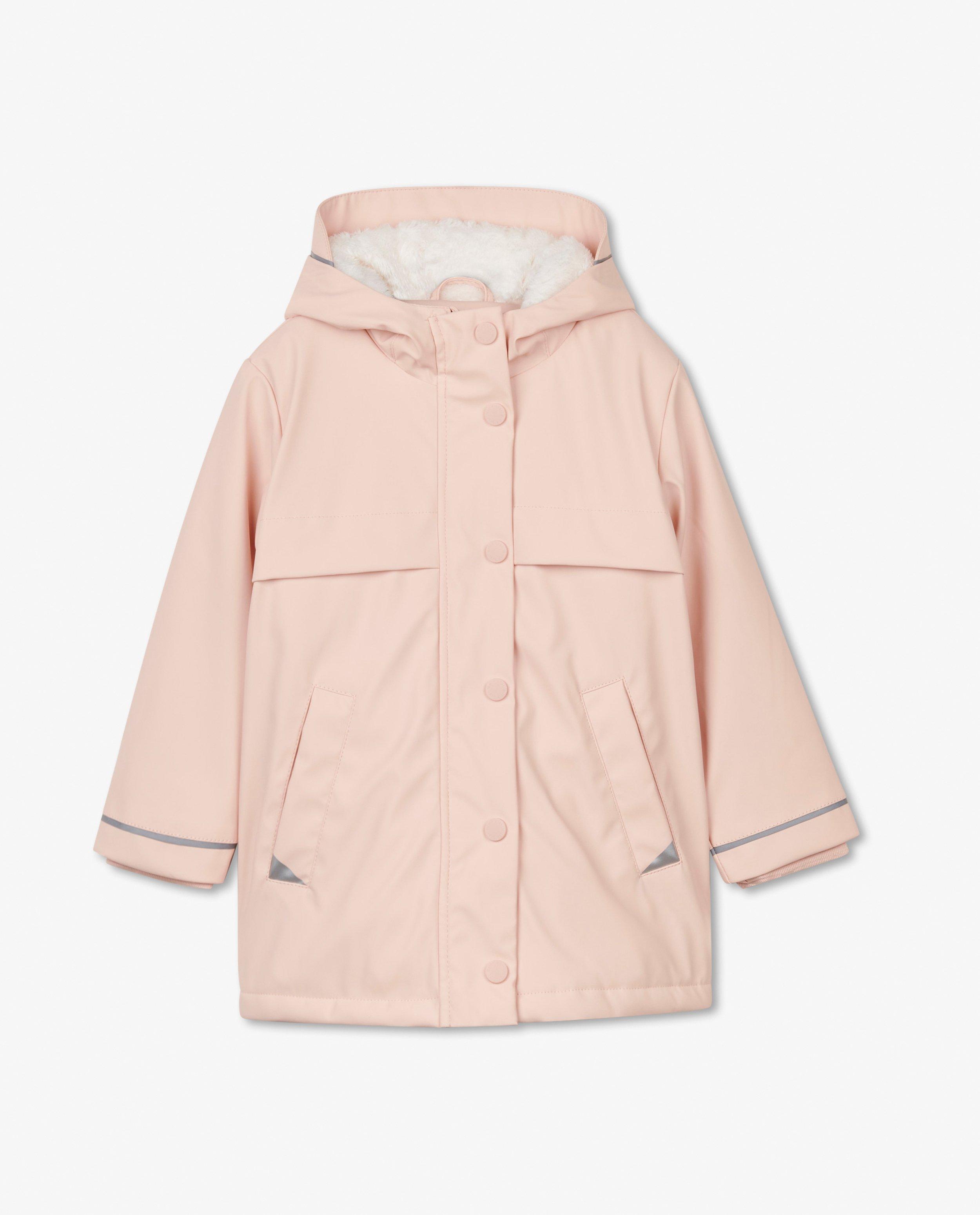 Poncho's en teddy's - Roze rubberjasje met kattenprint