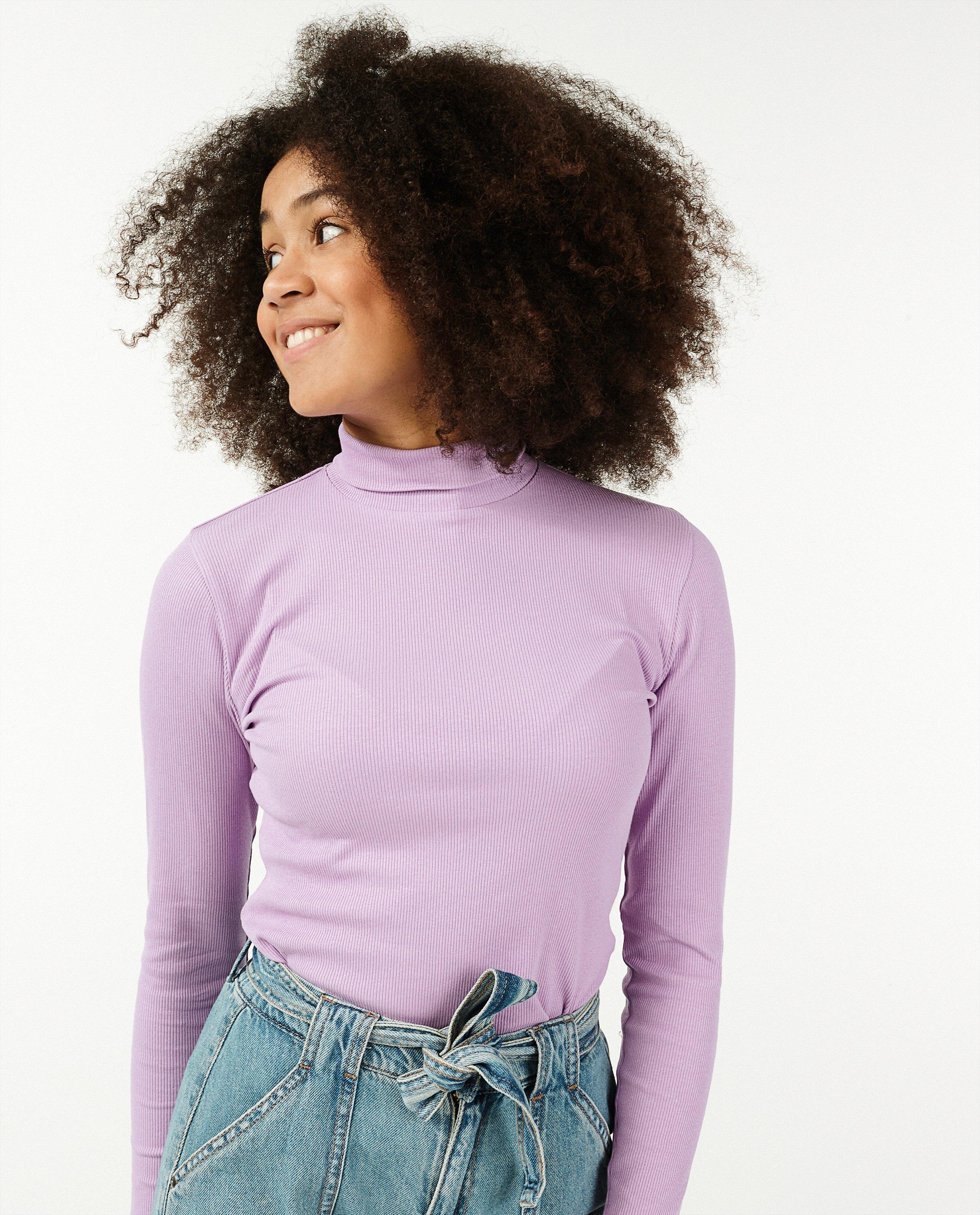 Sous pull lilas a relief cotele avec du stretch Groggy JBC Belgique Belgique