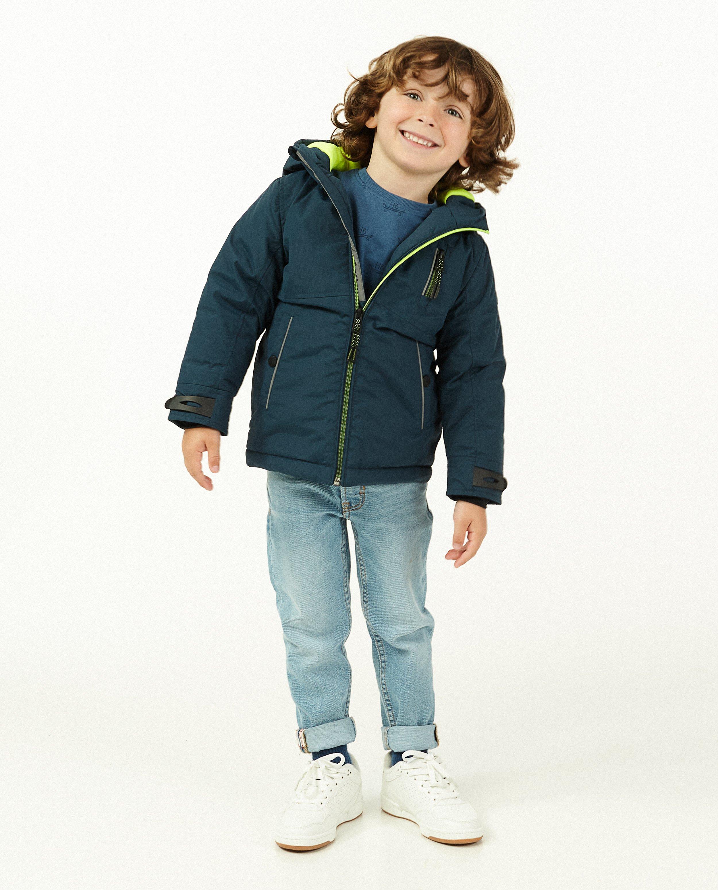 Blauwe winterjas met fluo - waterafstotend - Kidz Nation