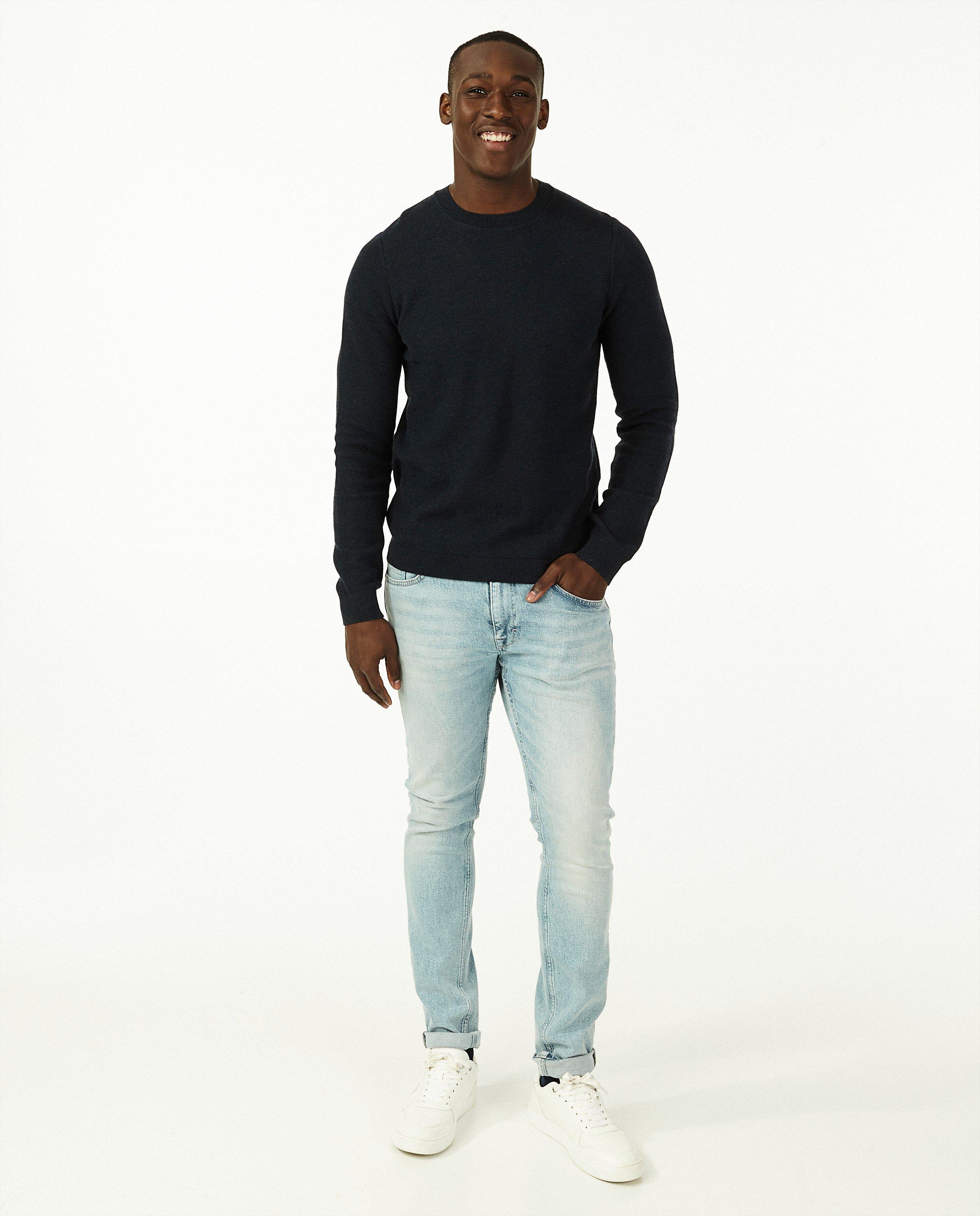 Pull bleu à motif tricoté - avec du stretch - Iveo