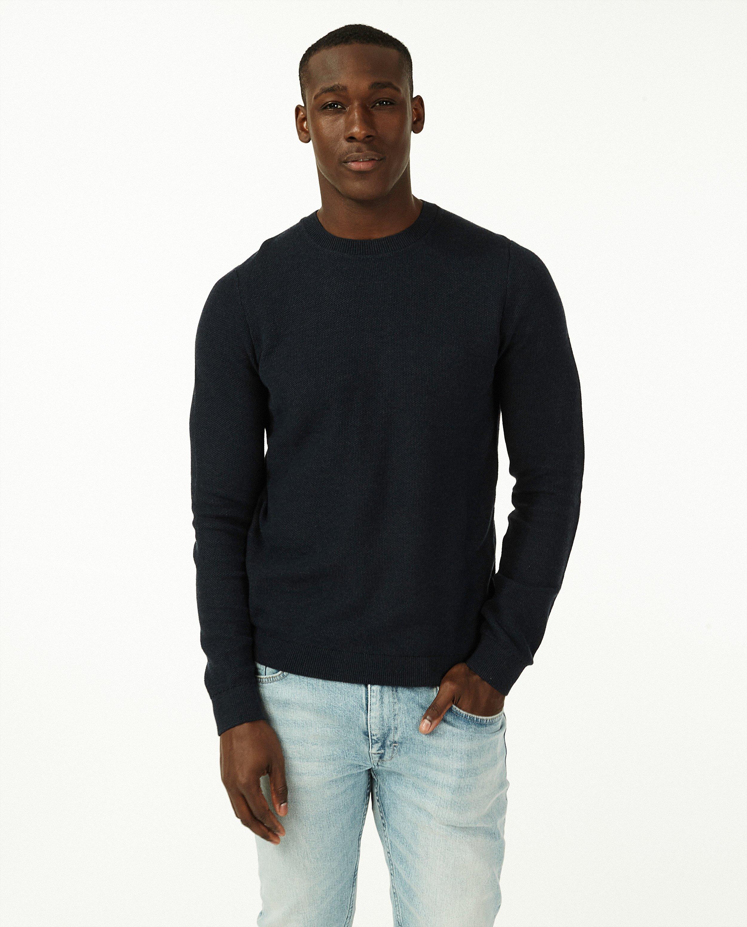 Pulls - Pull noir à motif tricoté