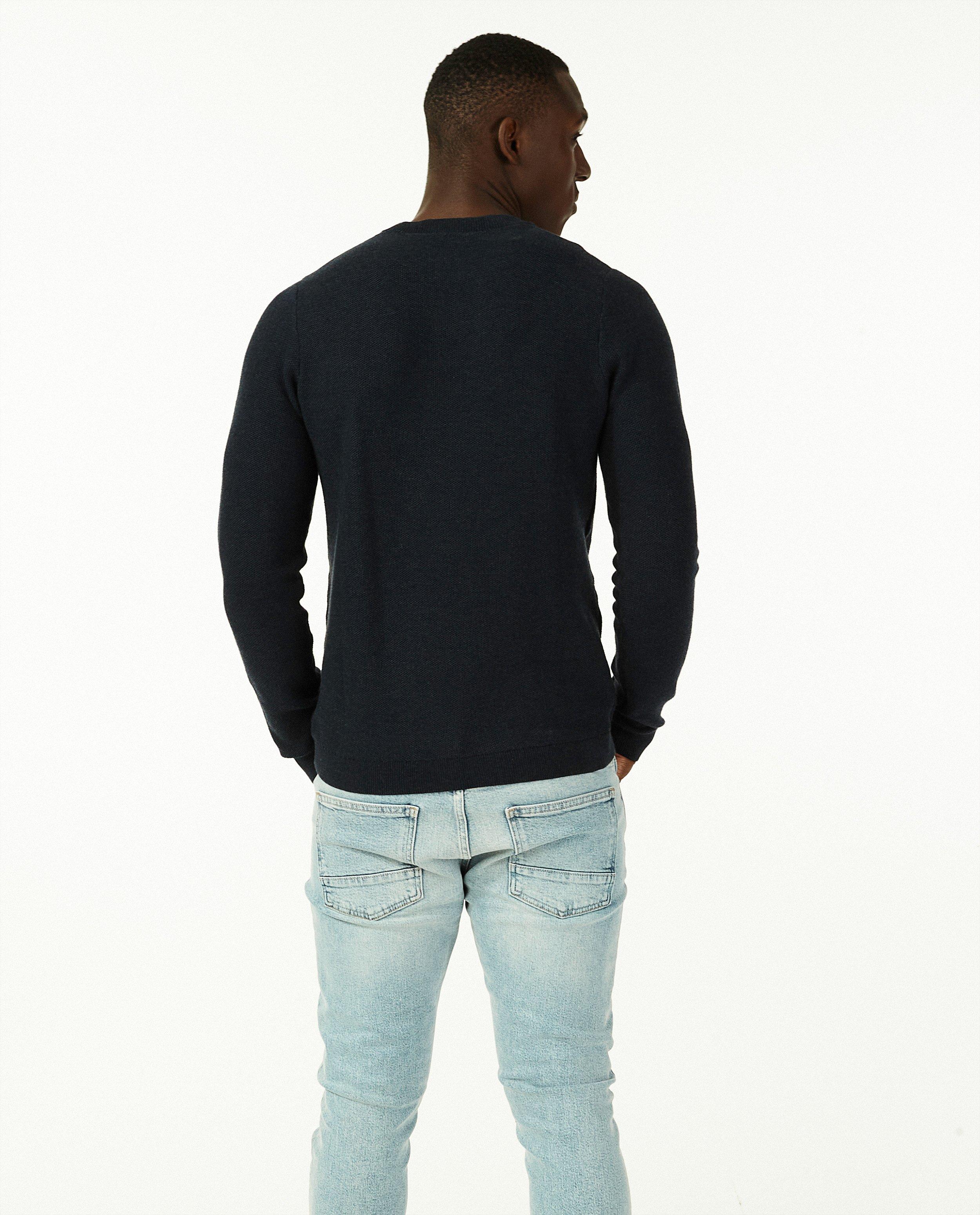 Pulls - Pull noir à motif tricoté
