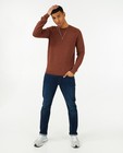 Pull brun à motif tricoté - avec du stretch - Iveo
