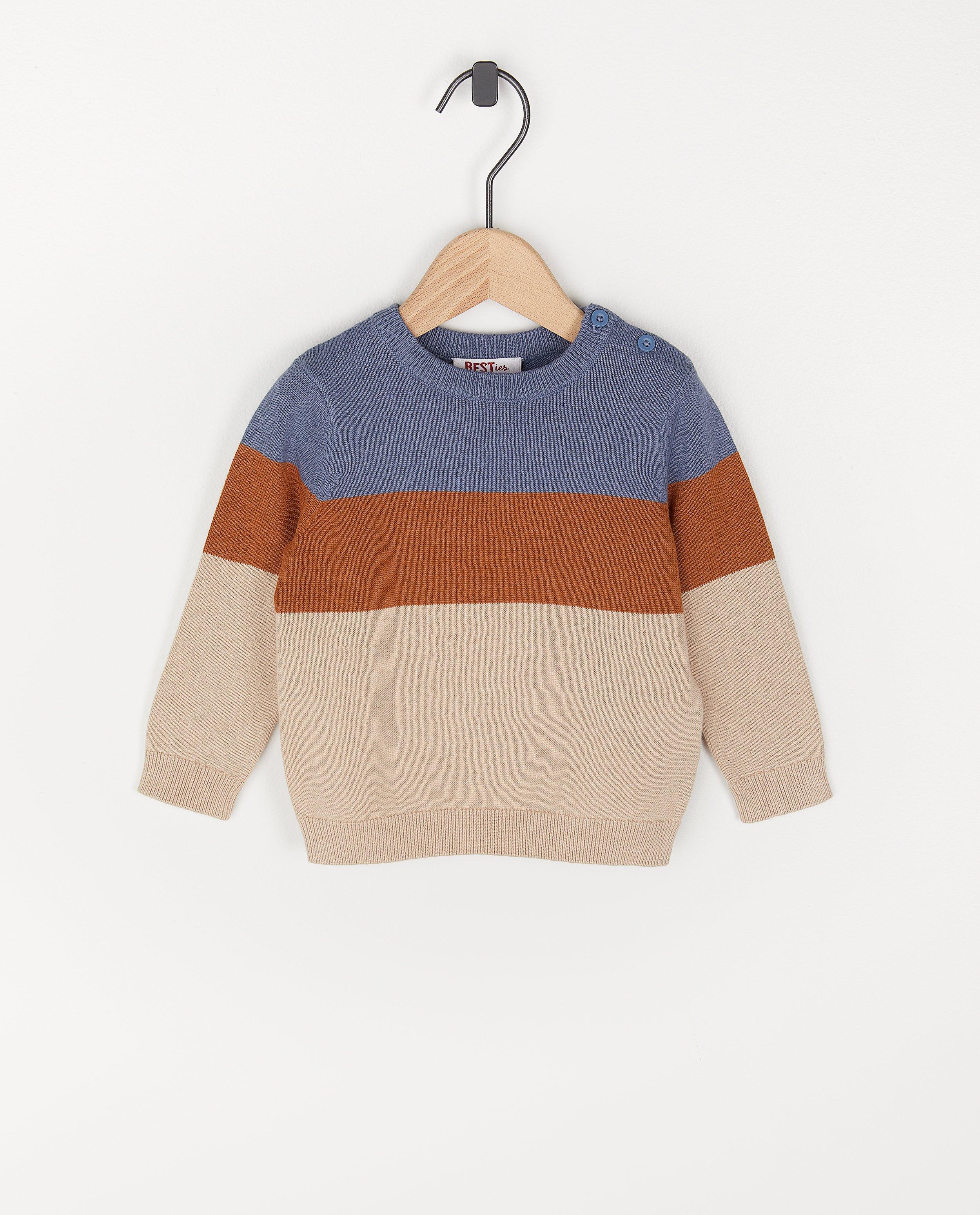 Fin pull à rayures BESTies - bleu, beige et brun - Besties