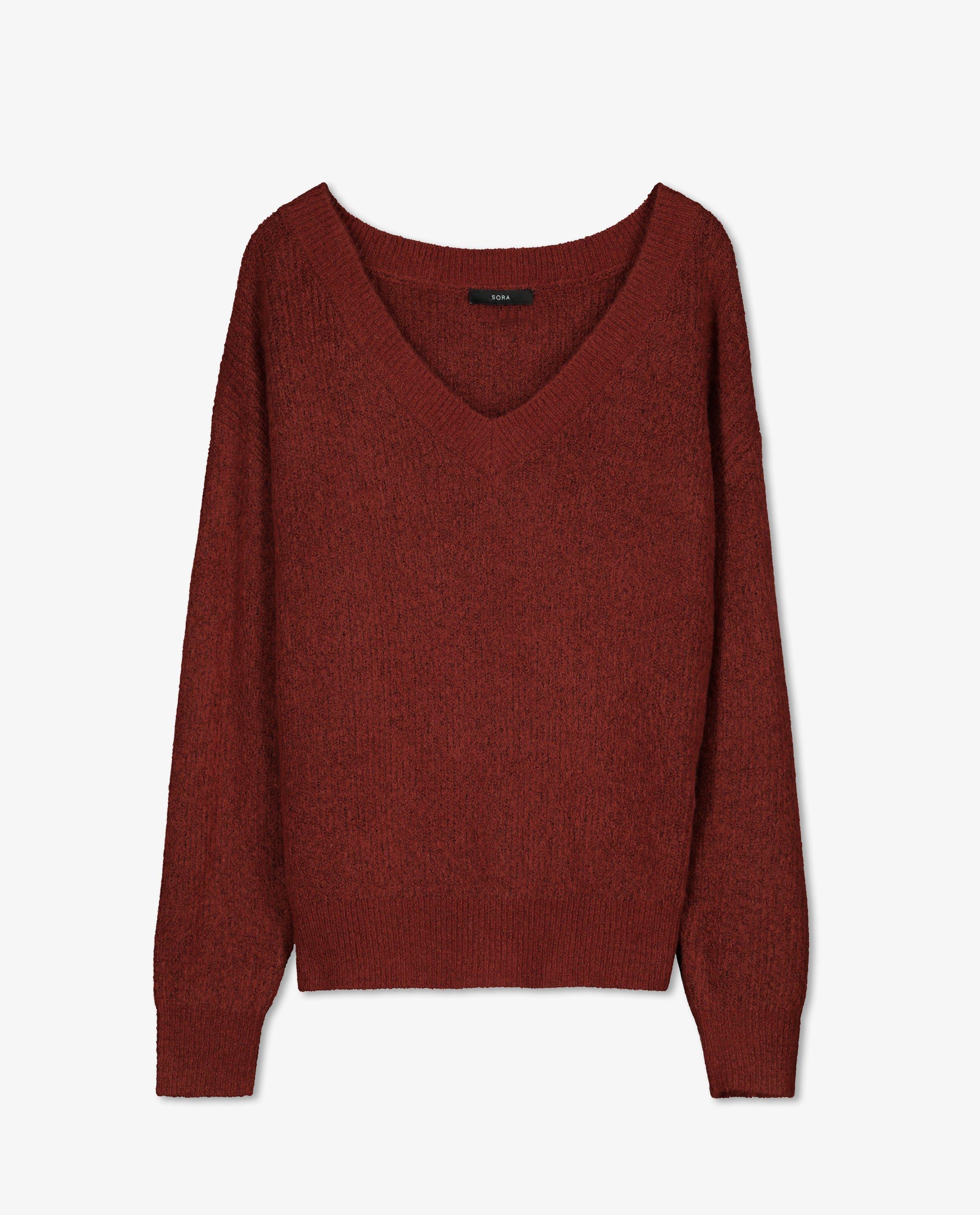 Pull brun avec un col en V Sora - coupe ample - Sora